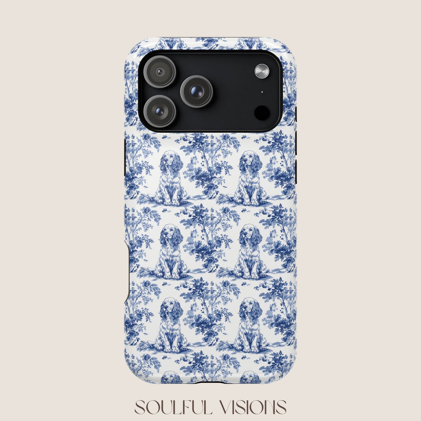 Cocker Spaniel Toile De Jouy Magnetic Phone Case