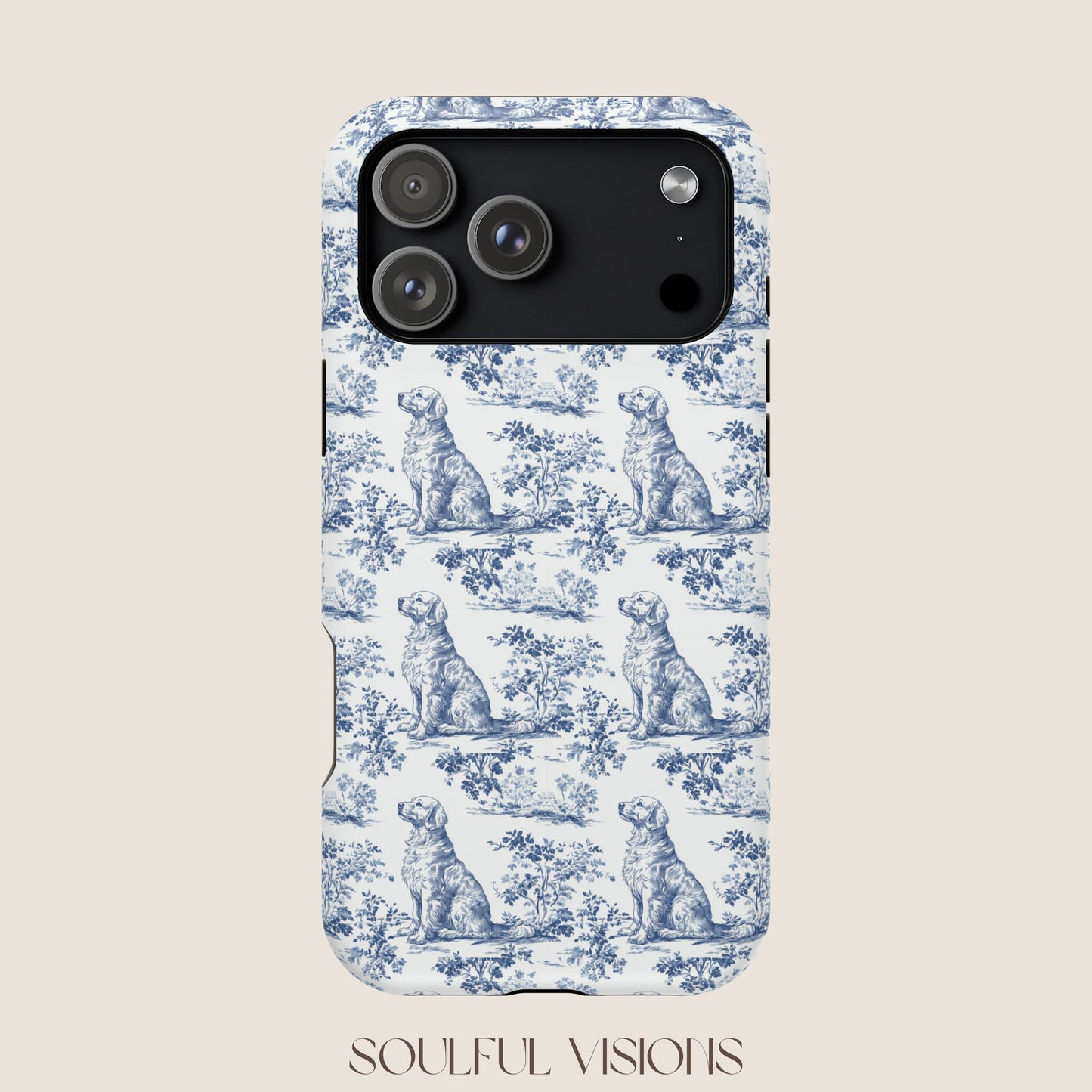 Golden Retriever Toile De Jouy Magnetic Phone Case