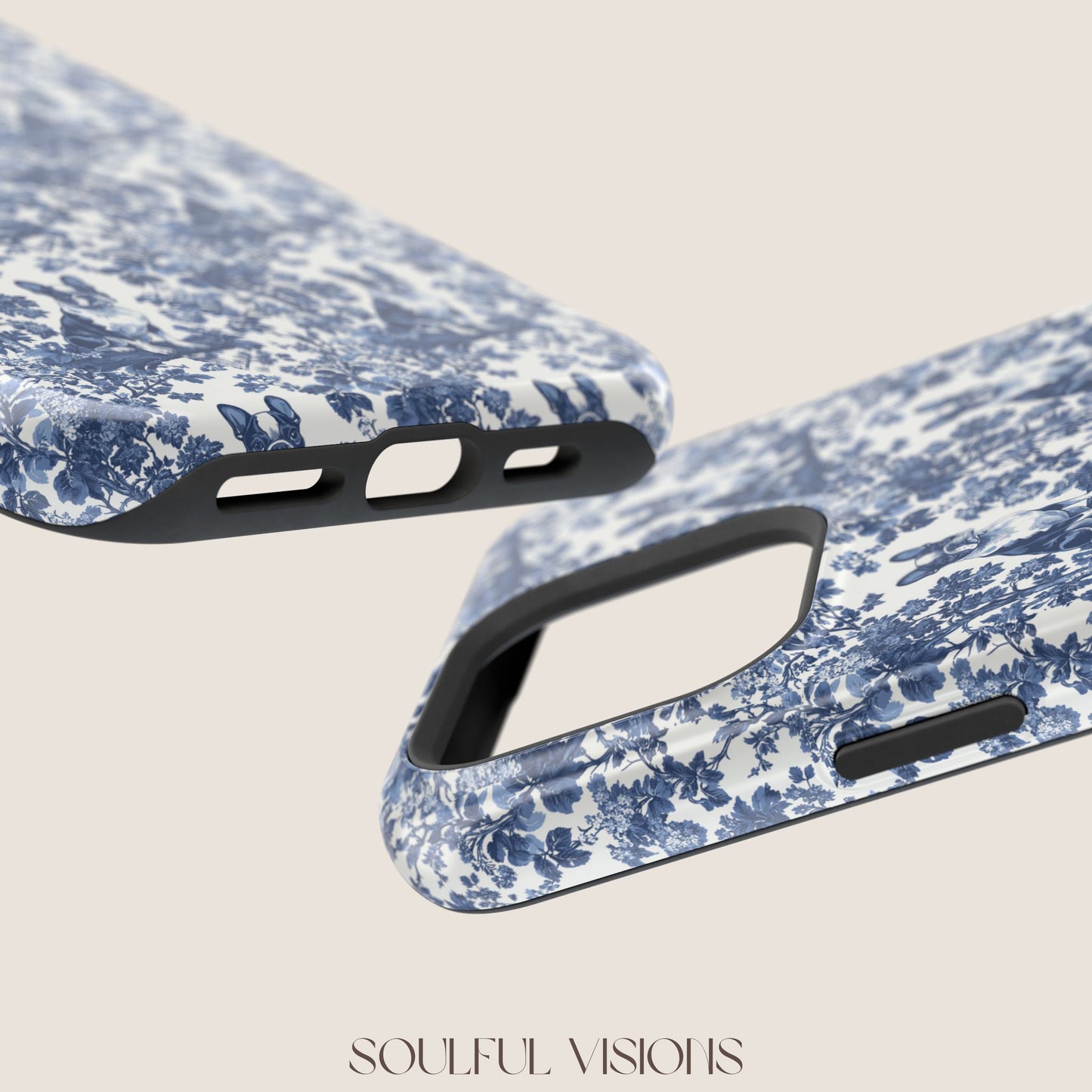 Boston Terrier Toile De Jouy Magnetic Phone Case
