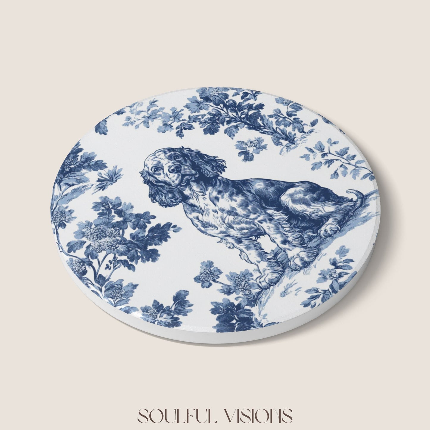 Boykin Spaniel Ceramic Coaster French Toile