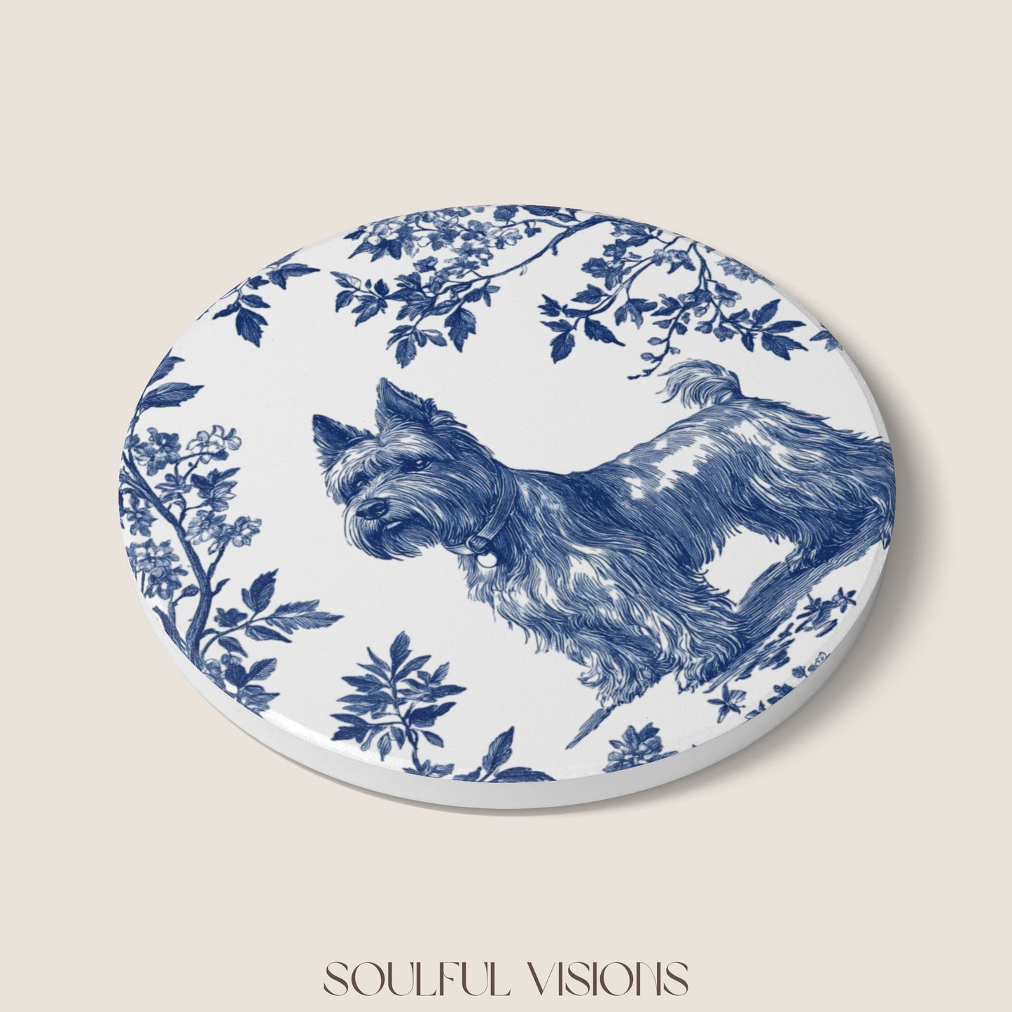 Scottish Terrier Ceramic Coaster French Toile