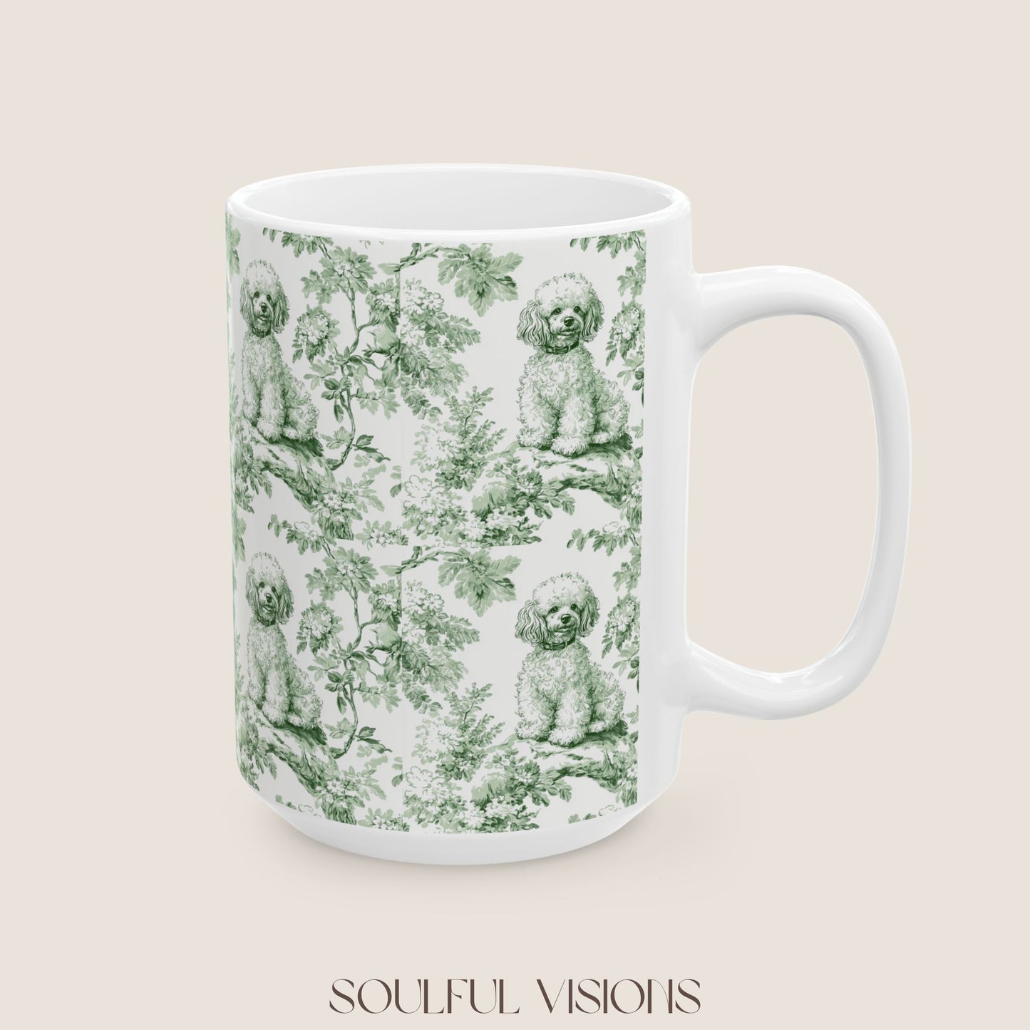 Mini Poodle French Pastel Toile De Jouy Mug