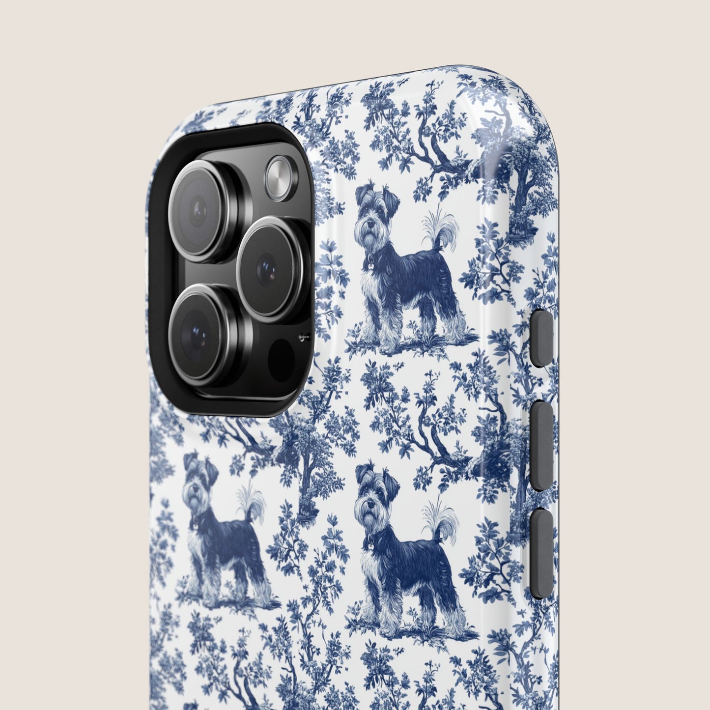 Miniature Schnauzer Toile De Jouy Magnetic Phone Case