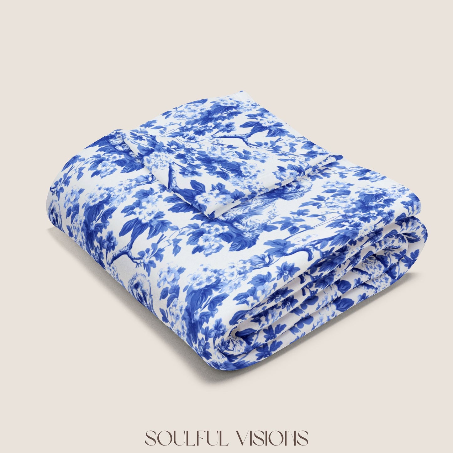 Cavapoo French Toile De Jouy Blanket