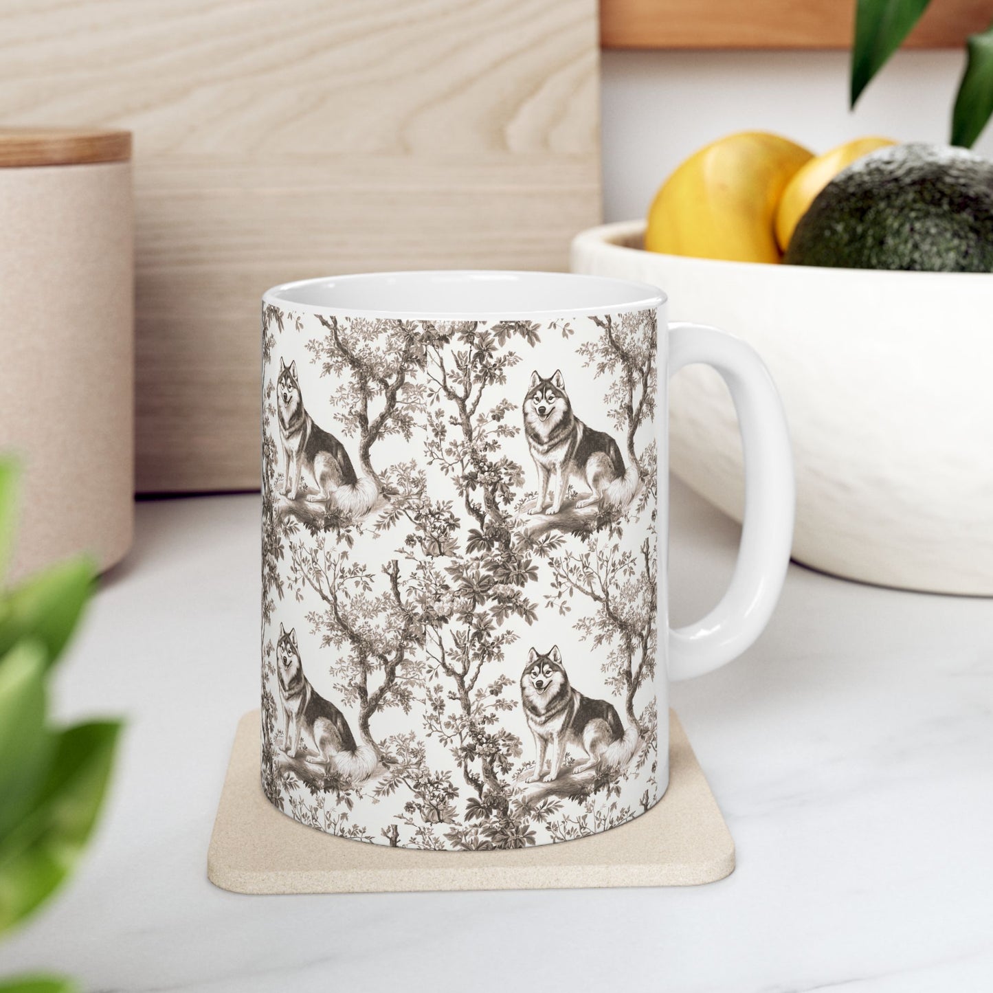 Husky Toile De Jouy Mug