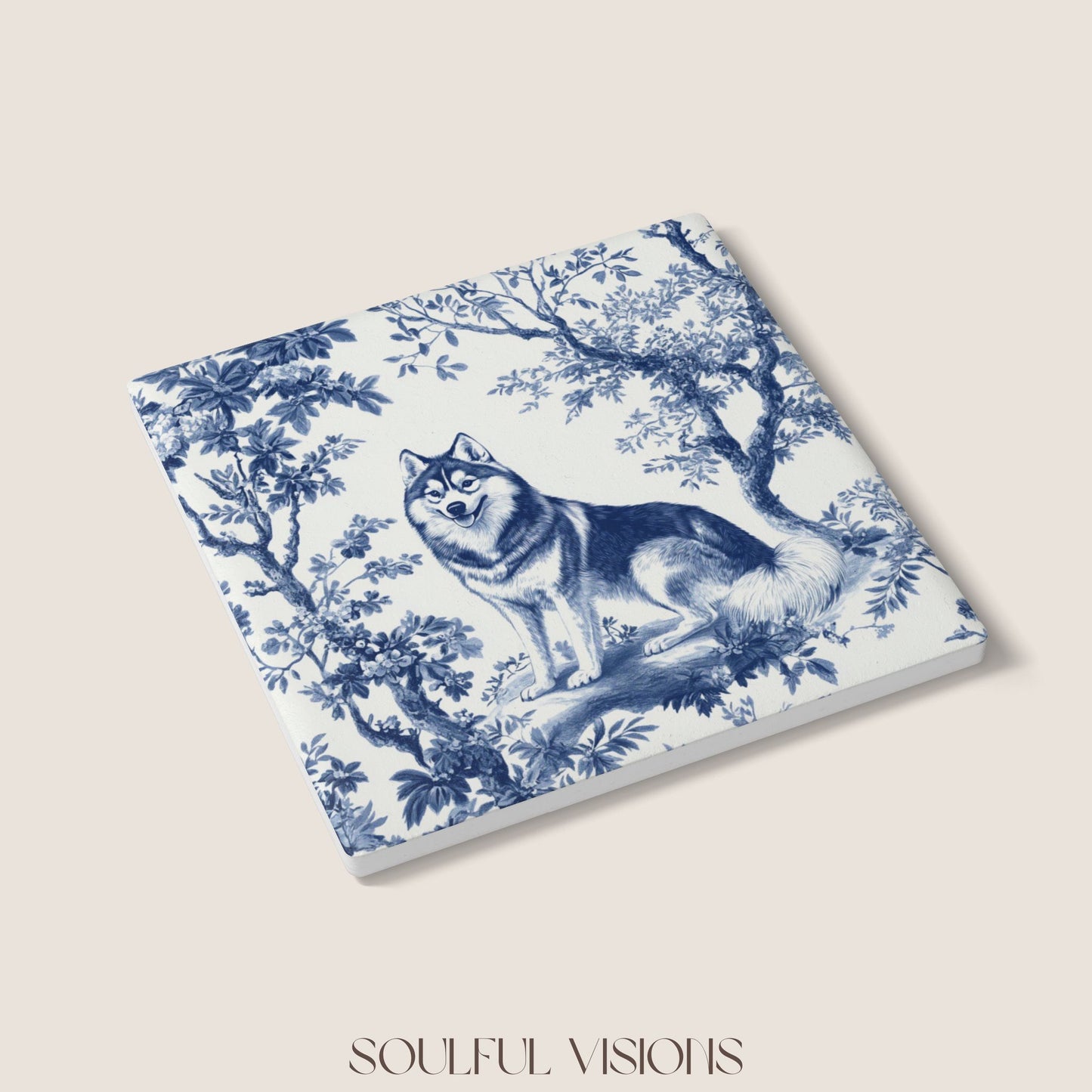Husky Ceramic Coaster French Toile