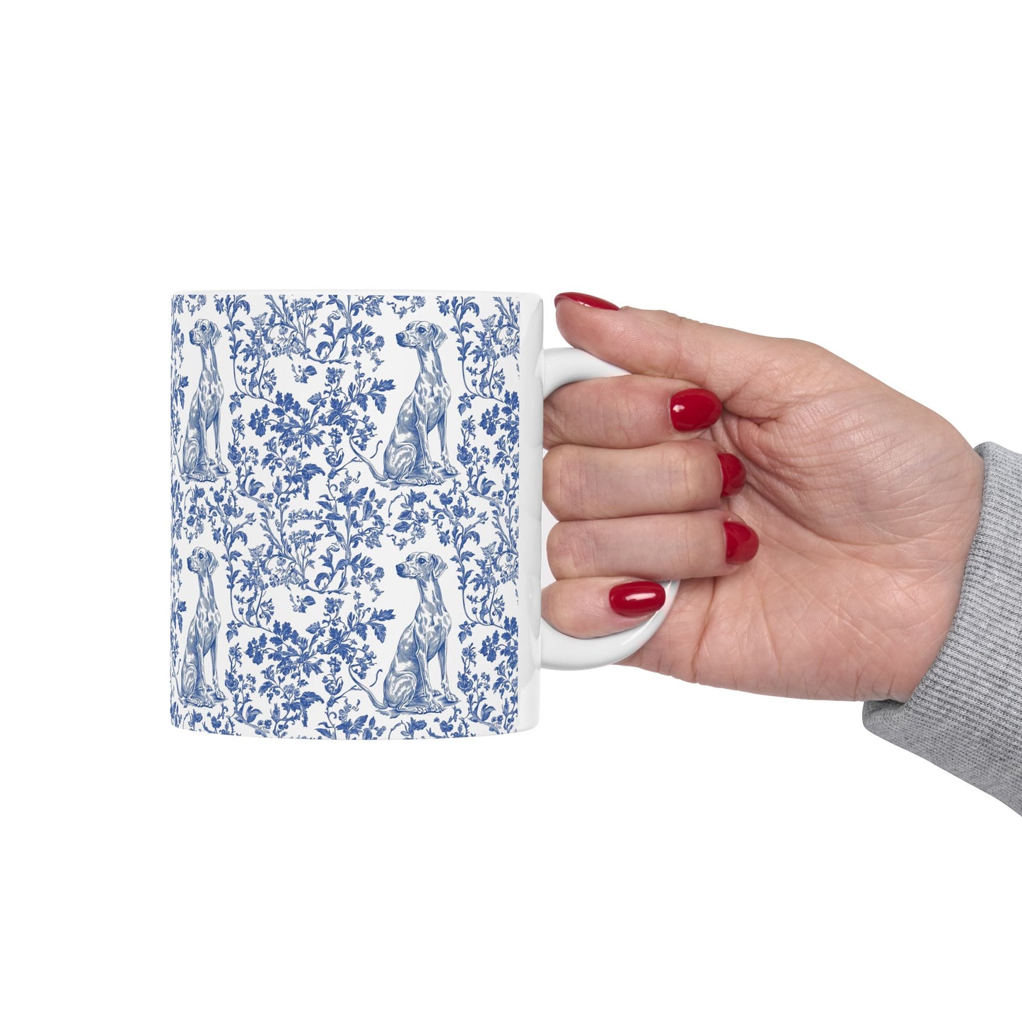 Whippet French Blue Toile De Jouy Mug