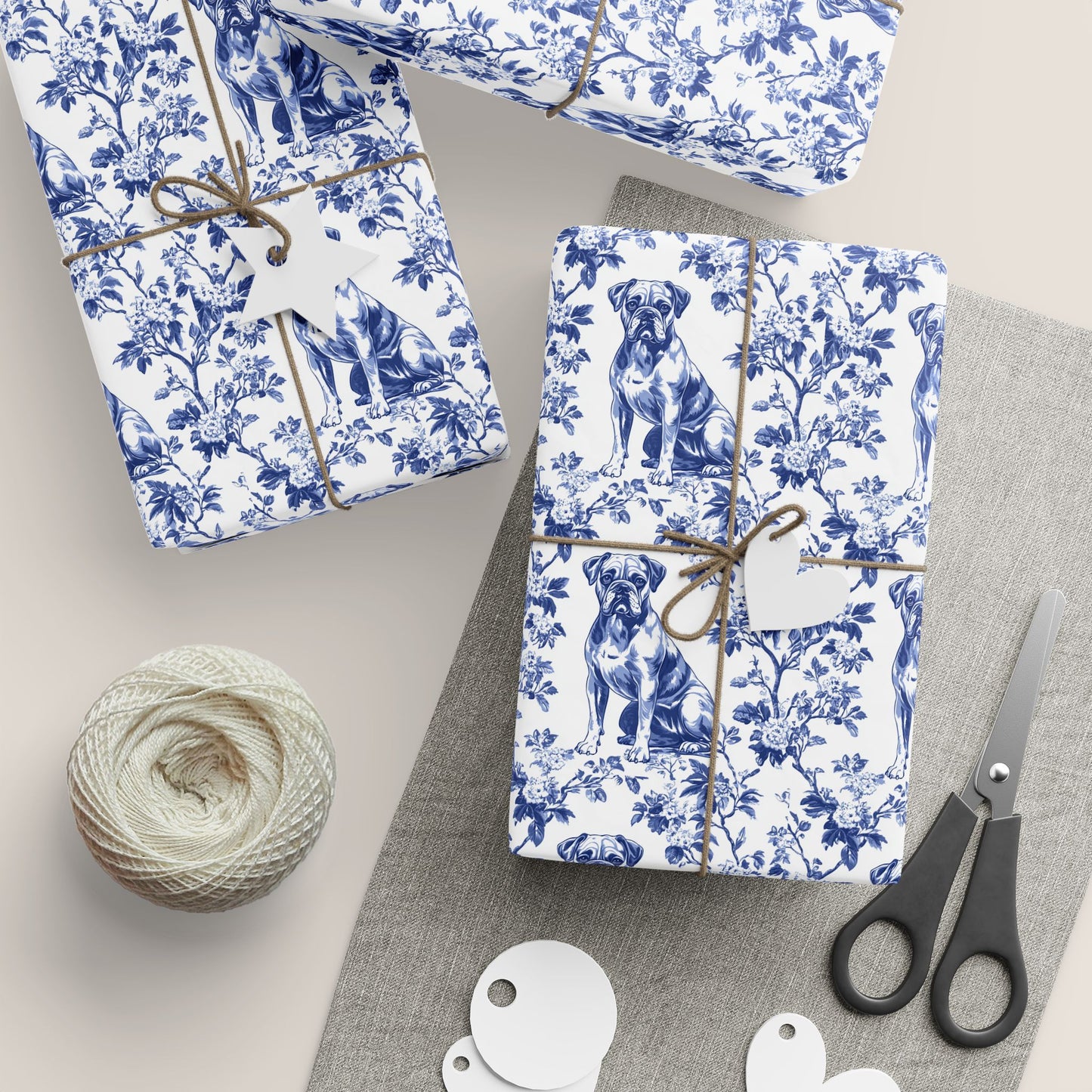 Boxer French Toile De Jouy Wrapping Paper