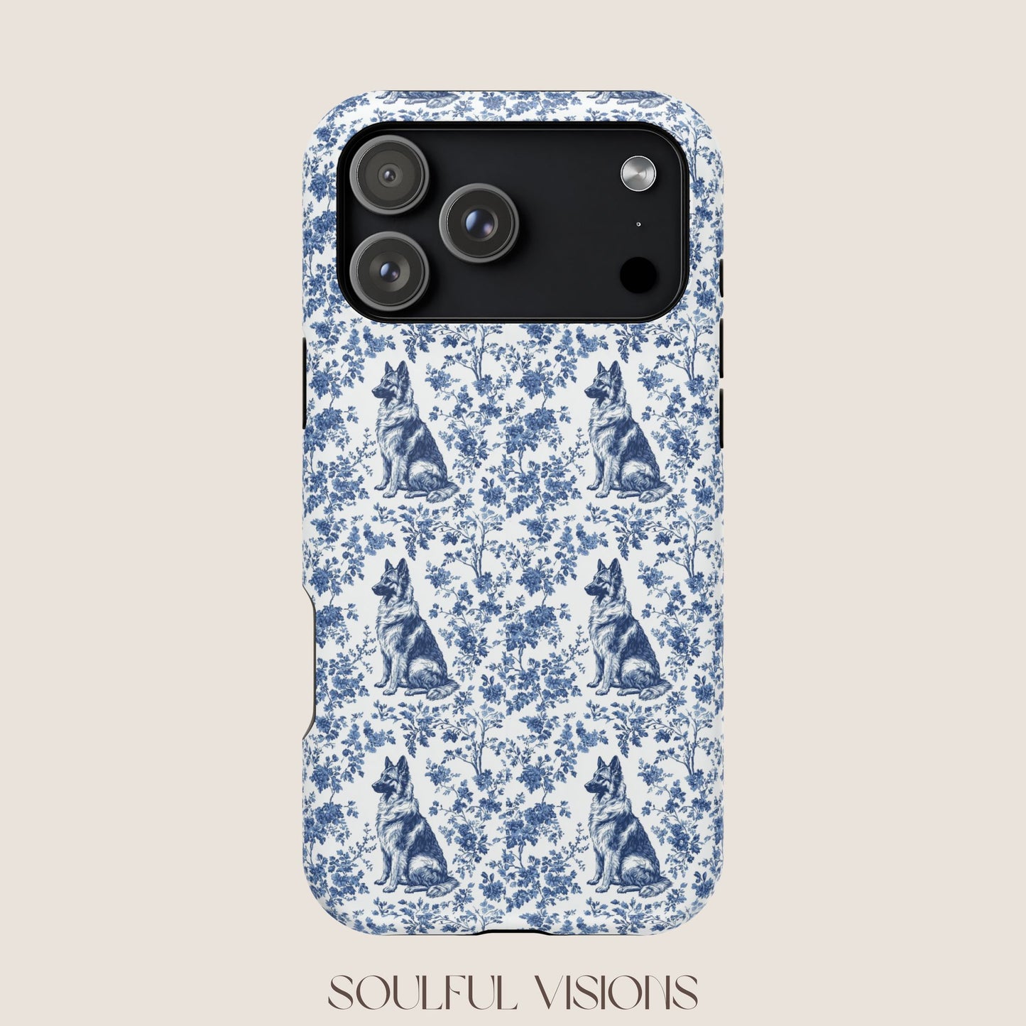 German Shepherd Toile De Jouy Magnetic Phone Case
