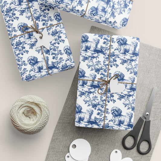 Shih Tzu French Toile De Jouy Wrapping Paper