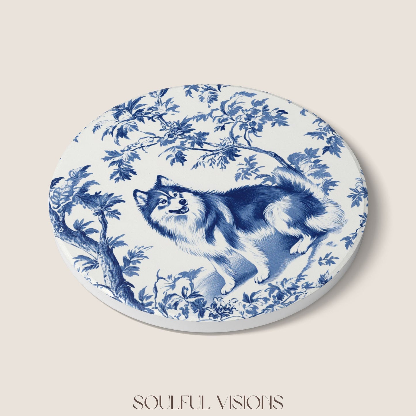 Alaskan Malamute Ceramic Coaster French Toile