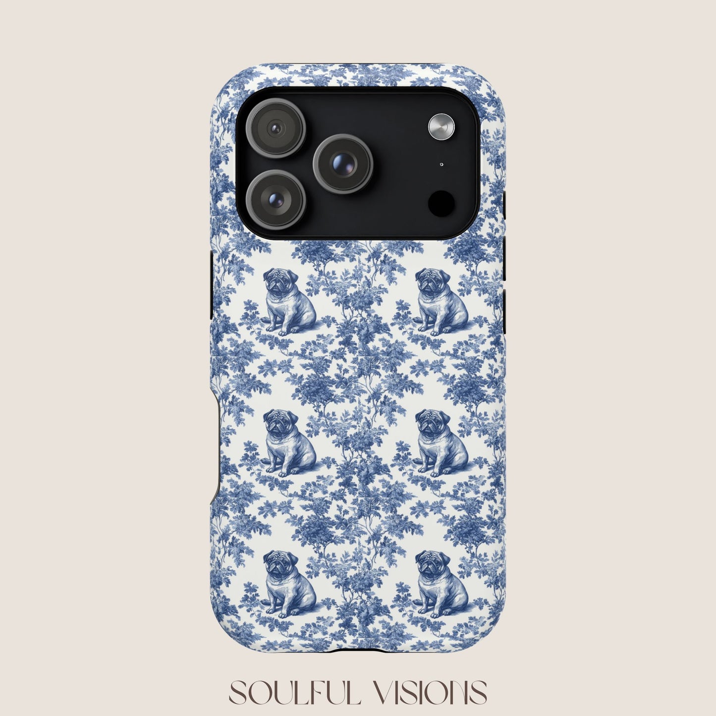 Pug Toile De Jouy Magnetic Phone Case