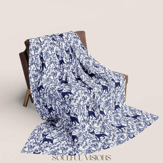 Miniature Pincher French Toile De Jouy Blanket