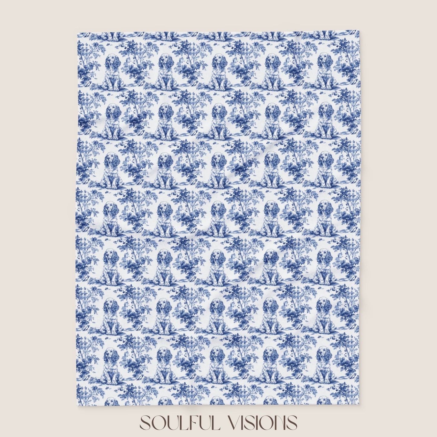 Cocker Spaniel 4 French Toile De Jouy Blanket