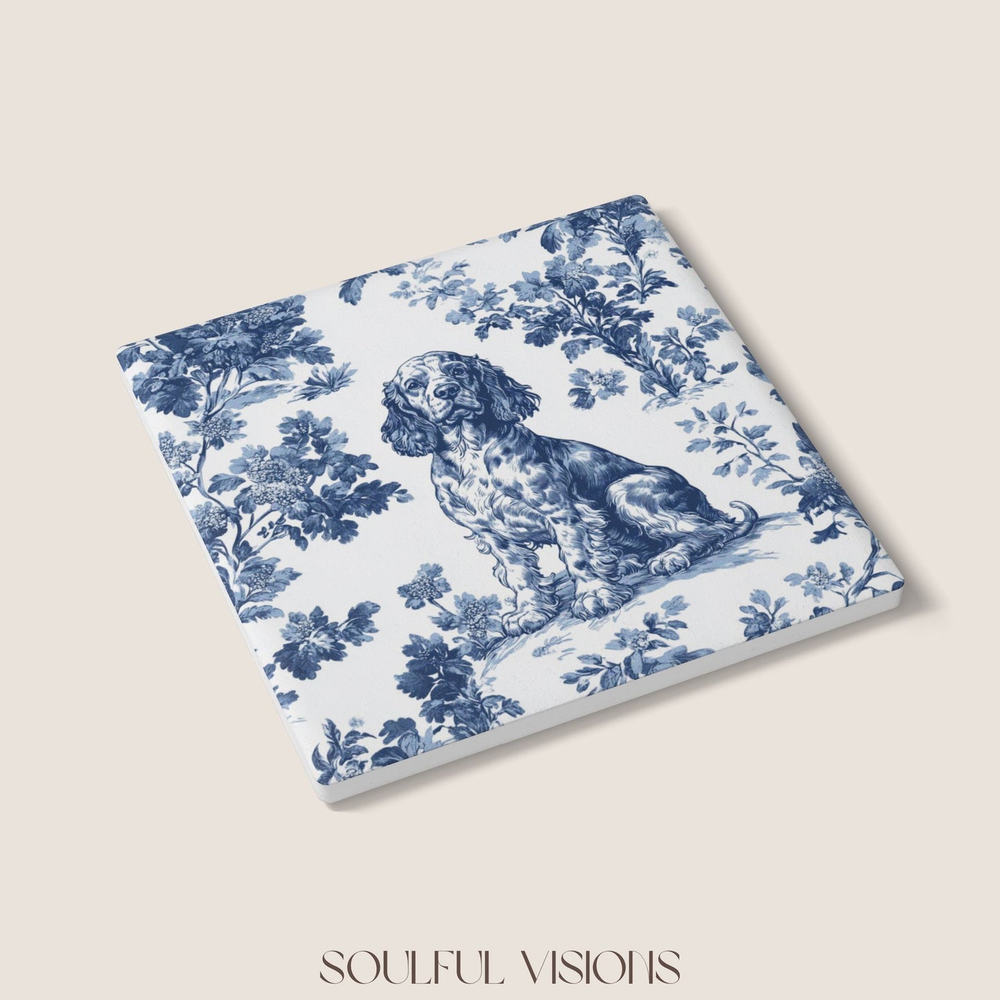 Boykin Spaniel Ceramic Coaster French Toile