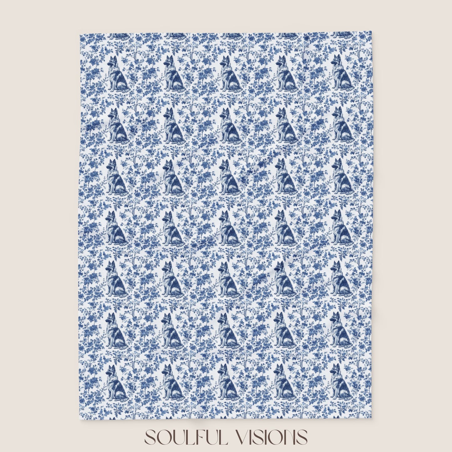 German Shepherd French Toile De Jouy Blanket