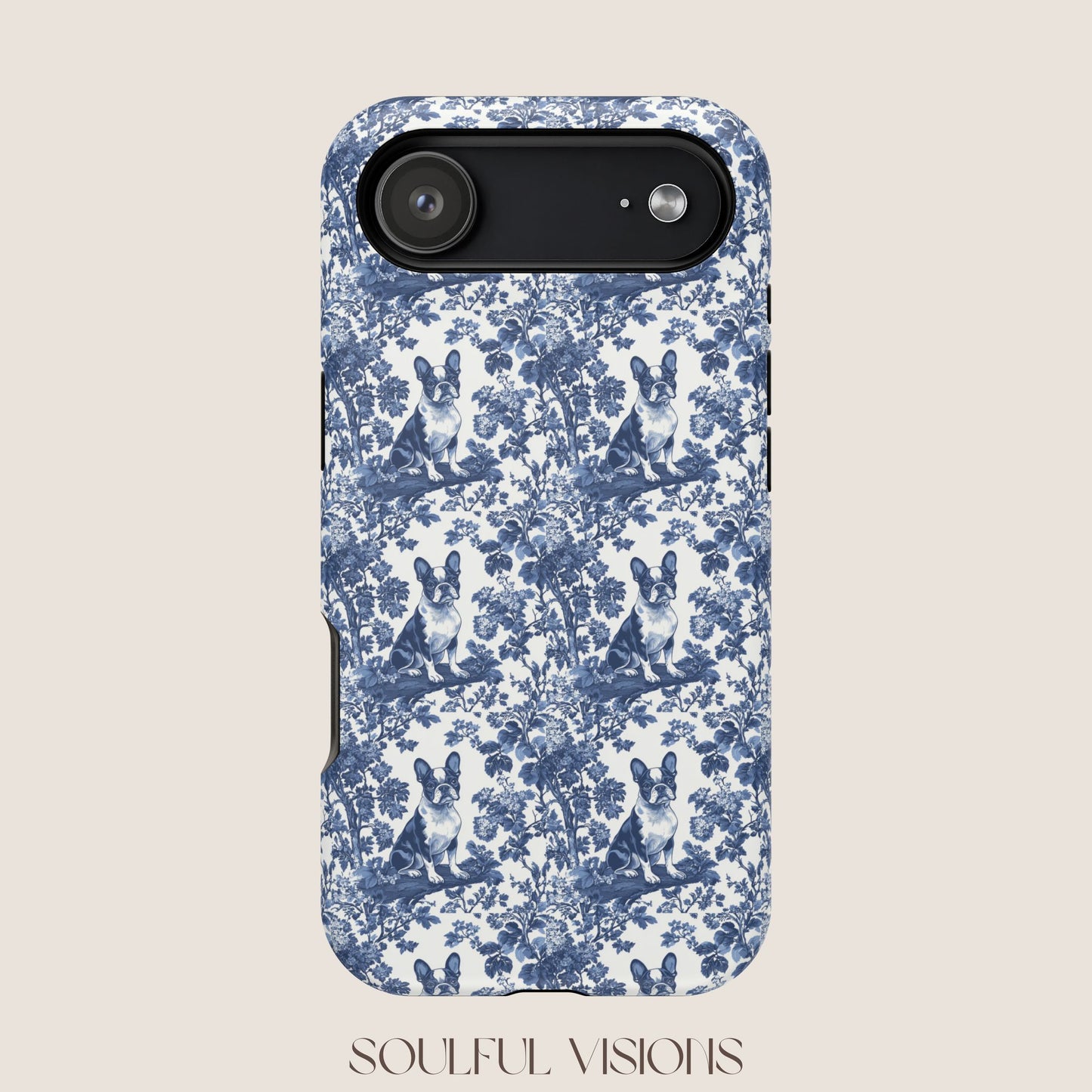 Boston Terrier Toile De Jouy Magnetic Phone Case