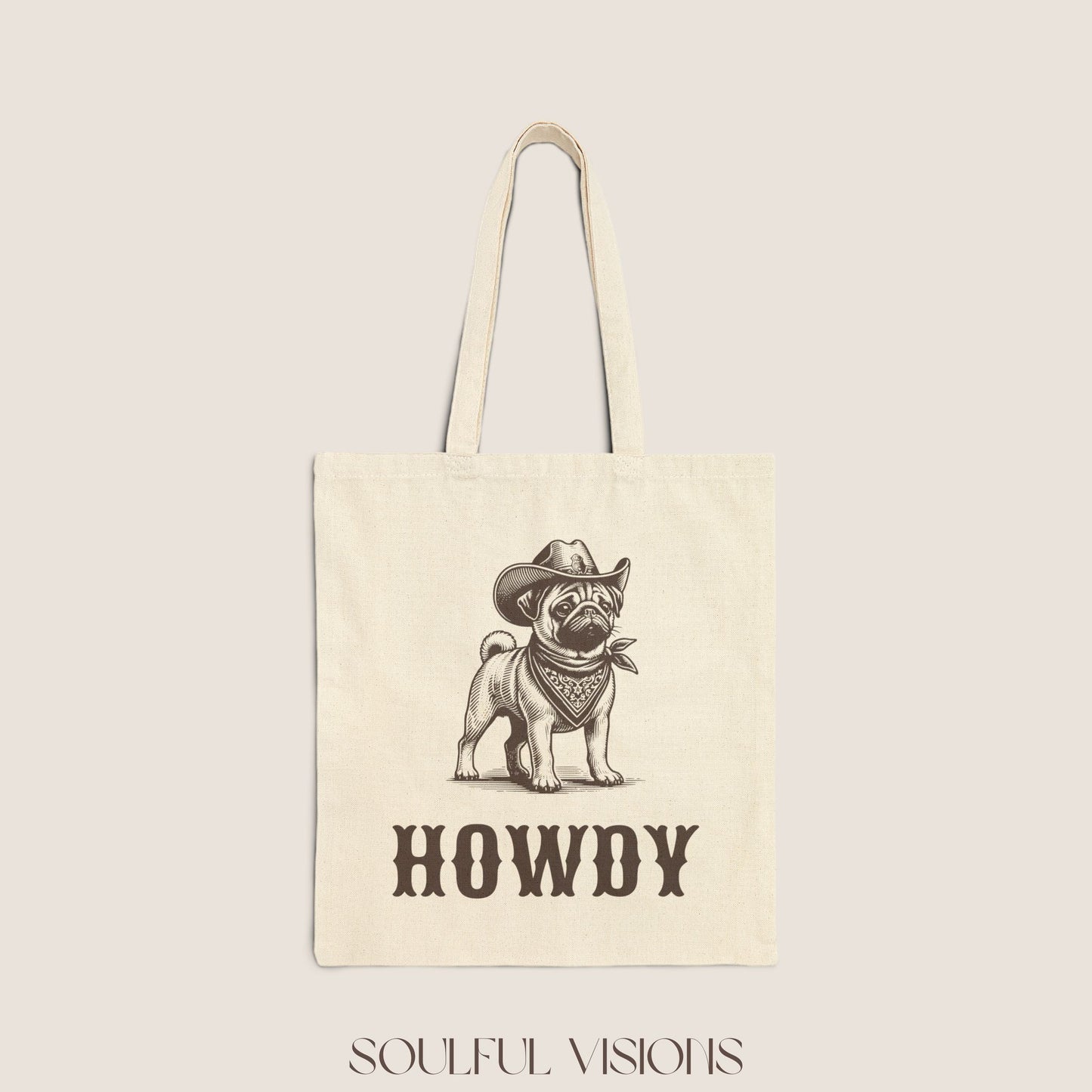Howdy Pug Tote Bag