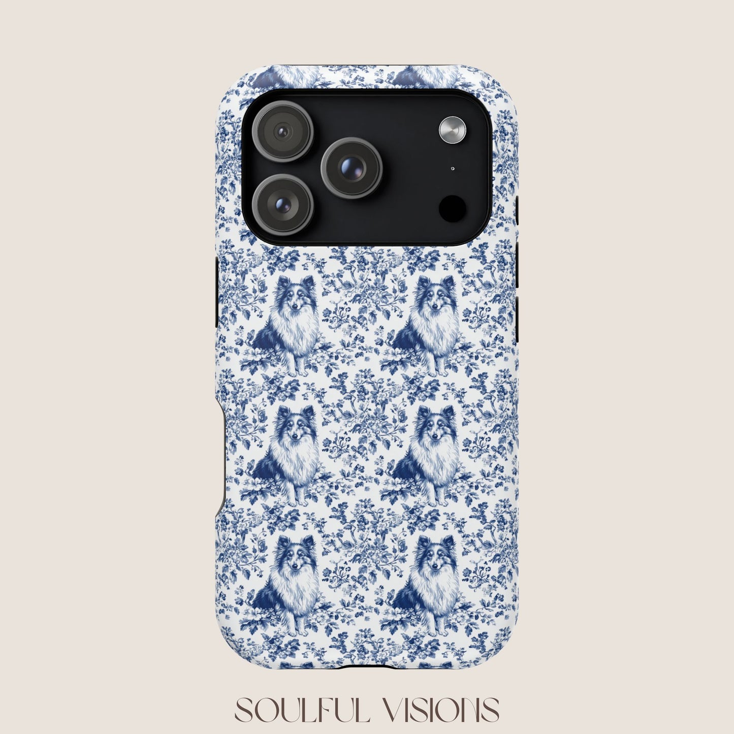 Shetland Sheepdog Toile De Jouy Magnetic Phone Case