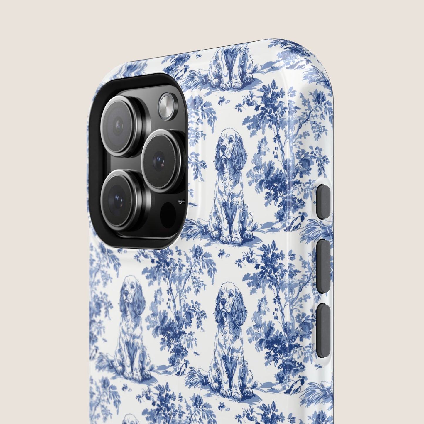 Cocker Spaniel Toile De Jouy Magnetic Phone Case