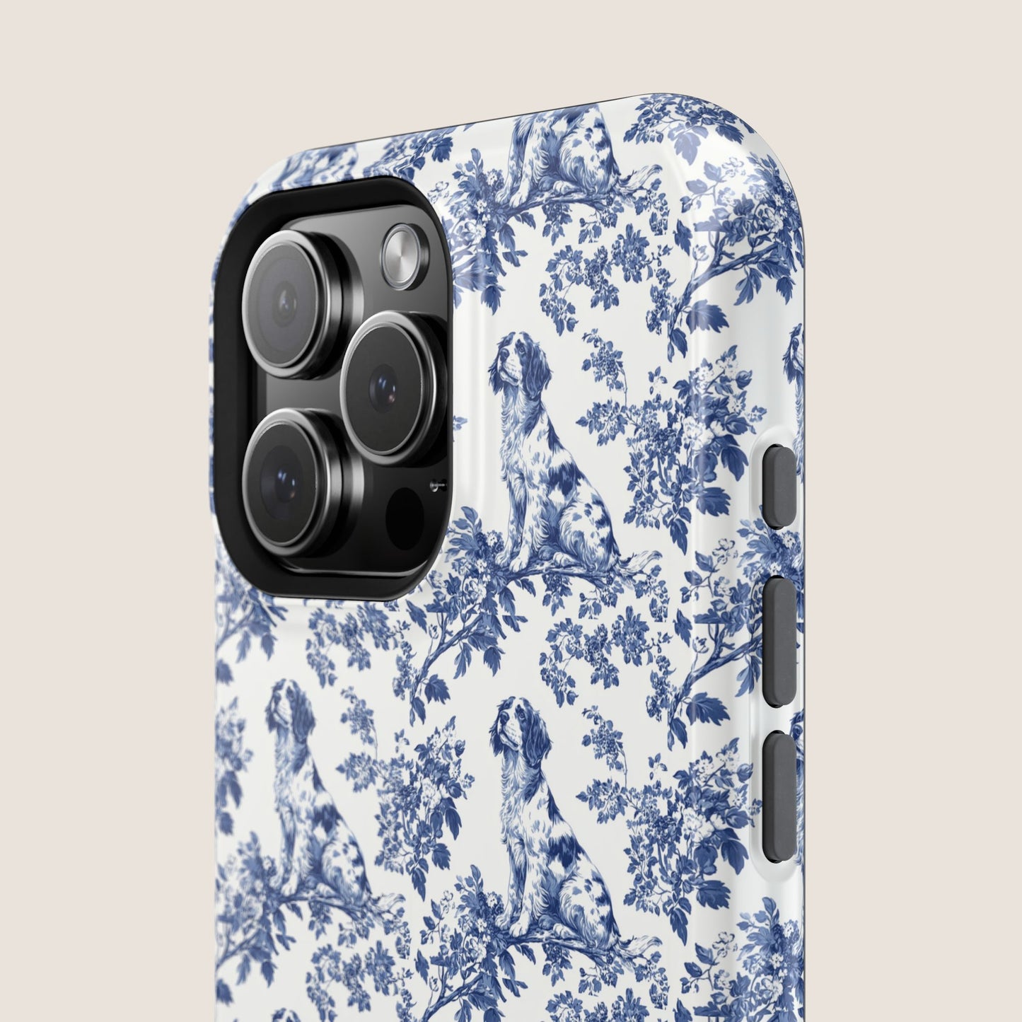 Brittany Spaniel Toile De Jouy Magnetic Phone Case
