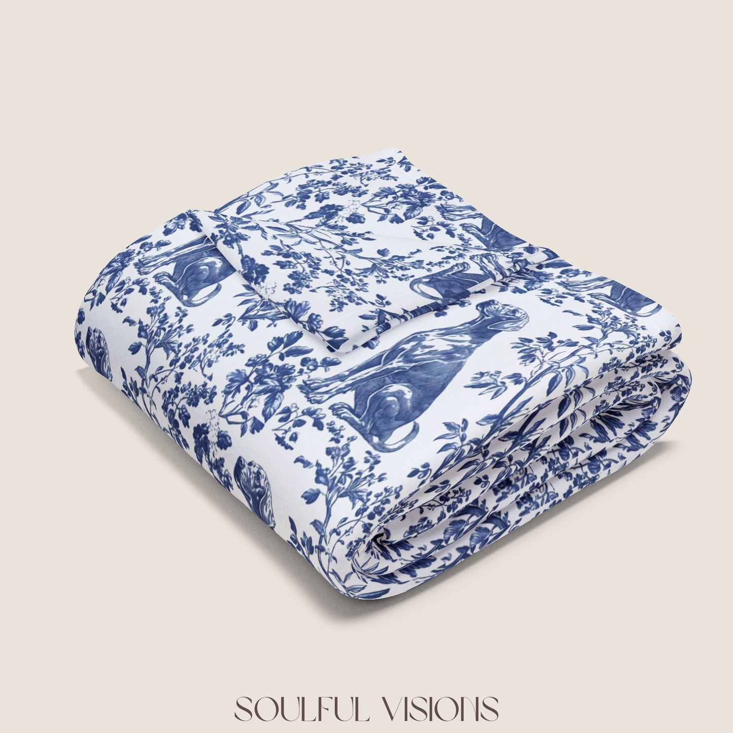 Vizsla Toile French Toile De Jouy Blanket