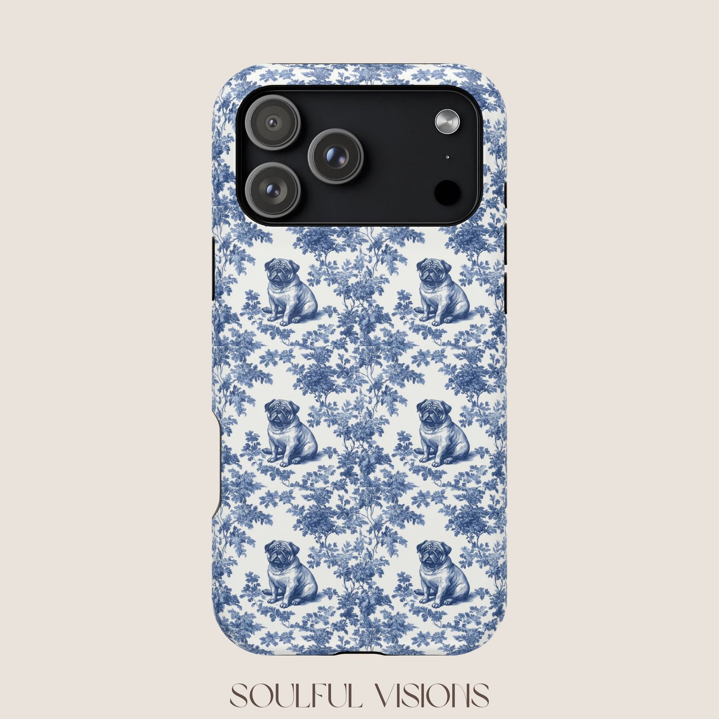 Pug Toile De Jouy Magnetic Phone Case