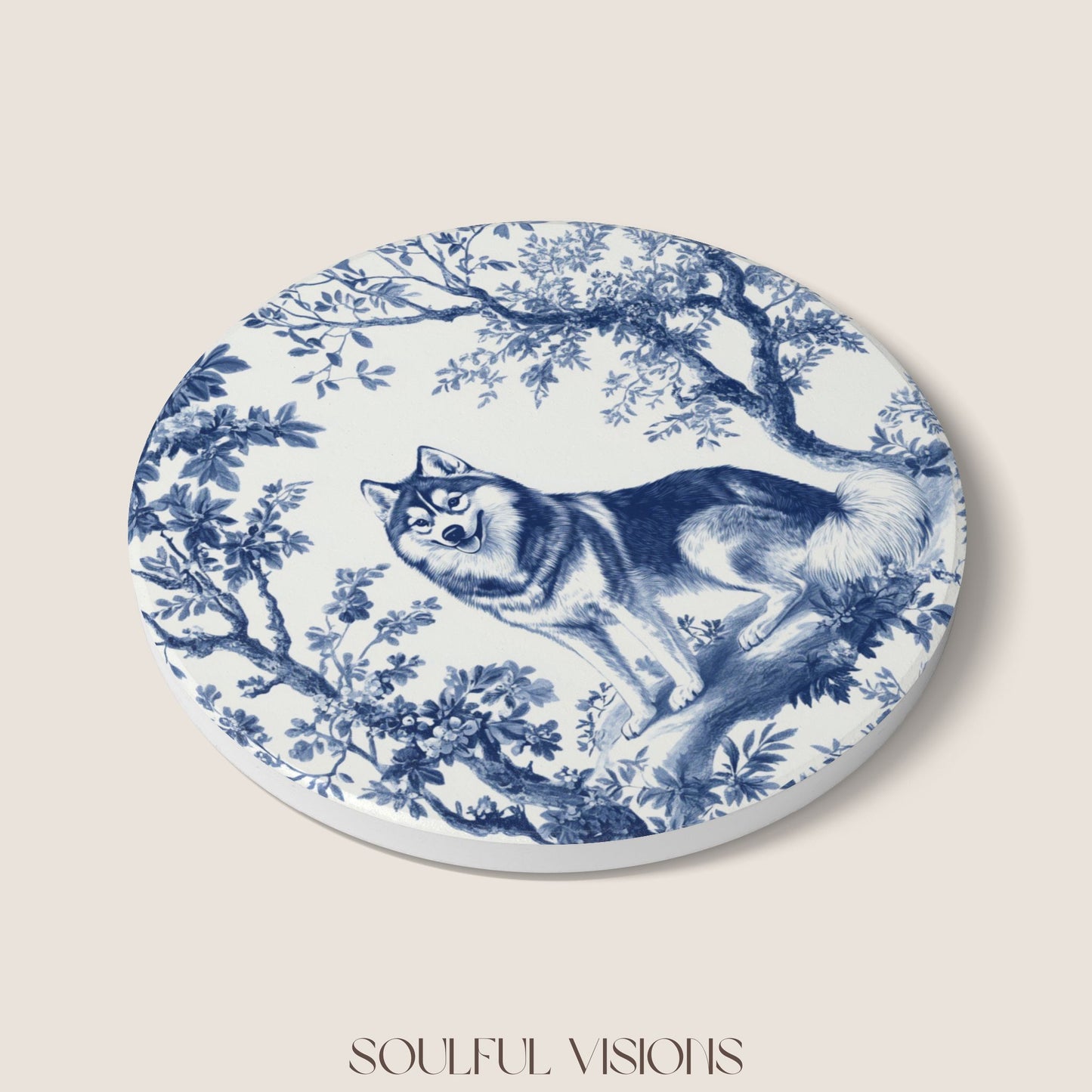 Husky Ceramic Coaster French Toile