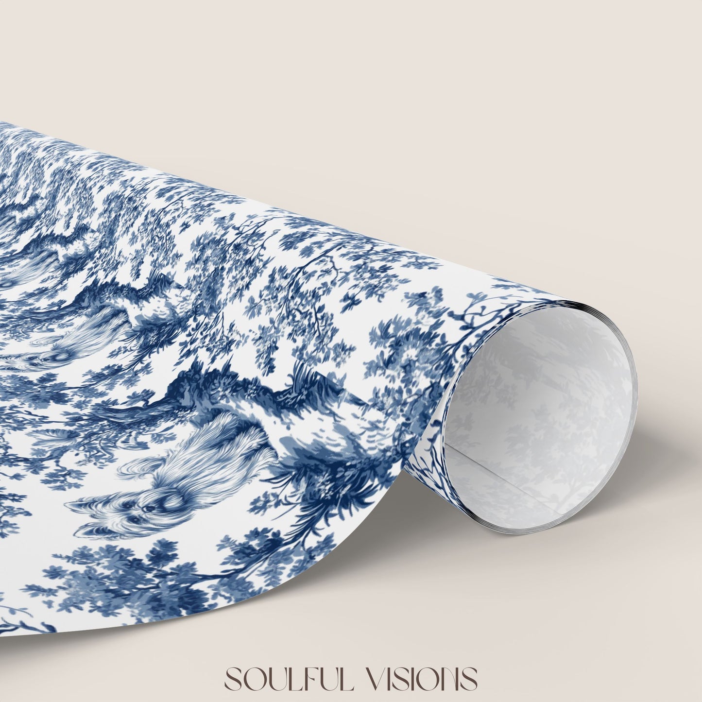 Yorkshire Terrier French Toile De Jouy Wrapping Paper