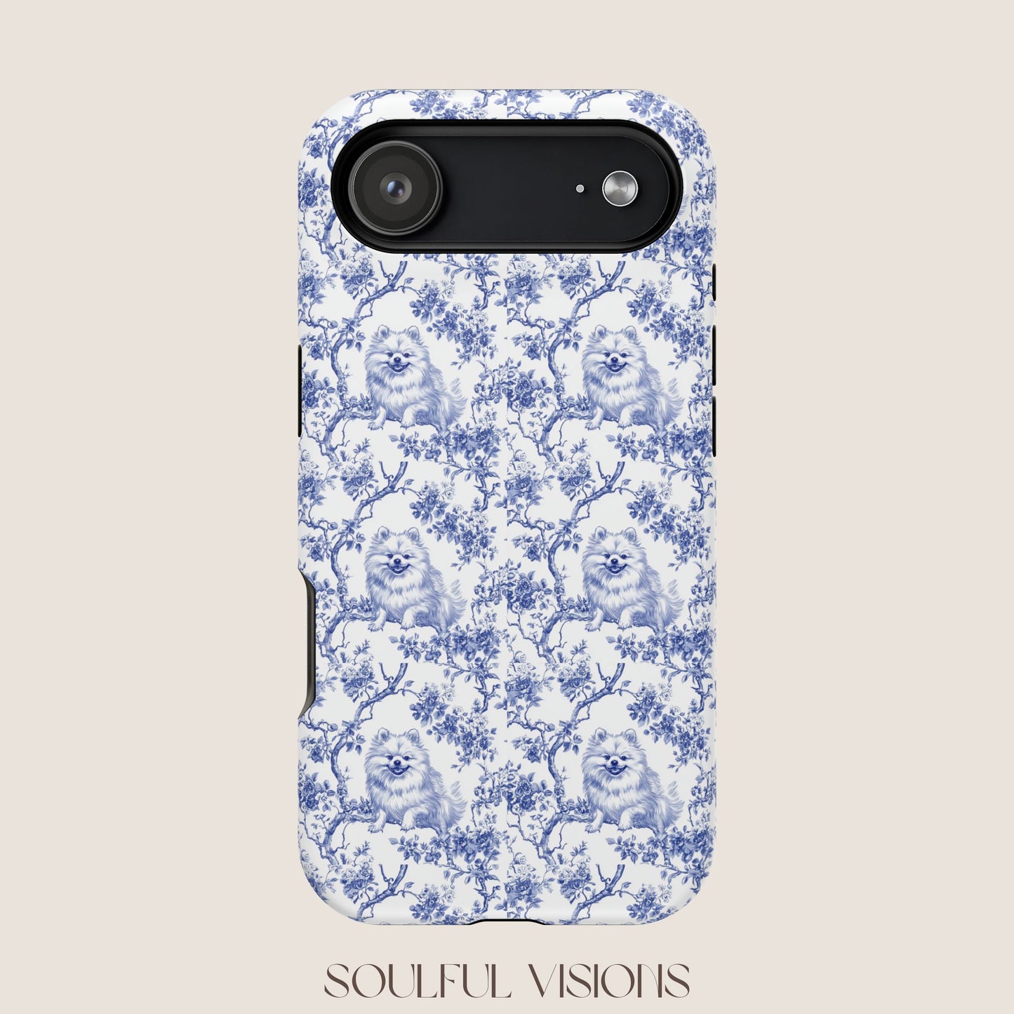 Pomeranian Toile De Jouy Magnetic Phone Case
