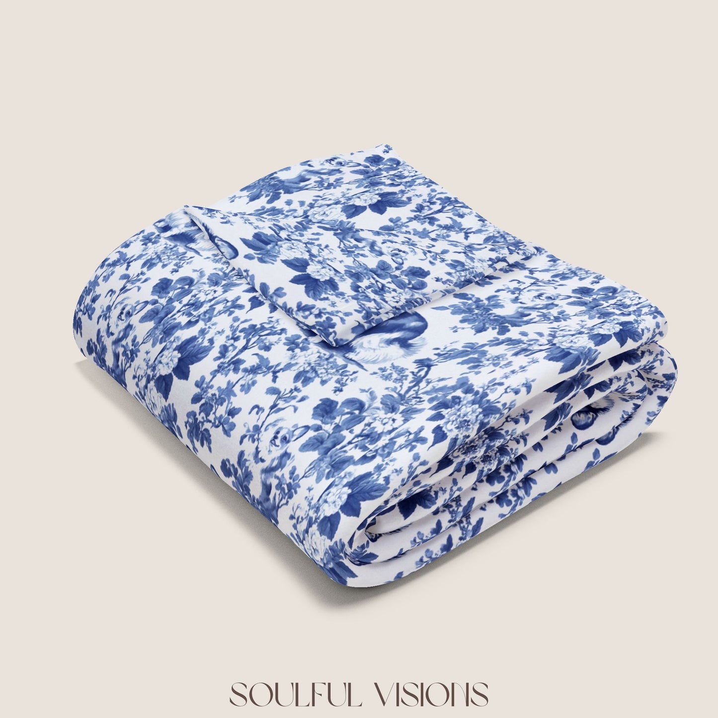 Corgi French Toile De Jouy Blanket