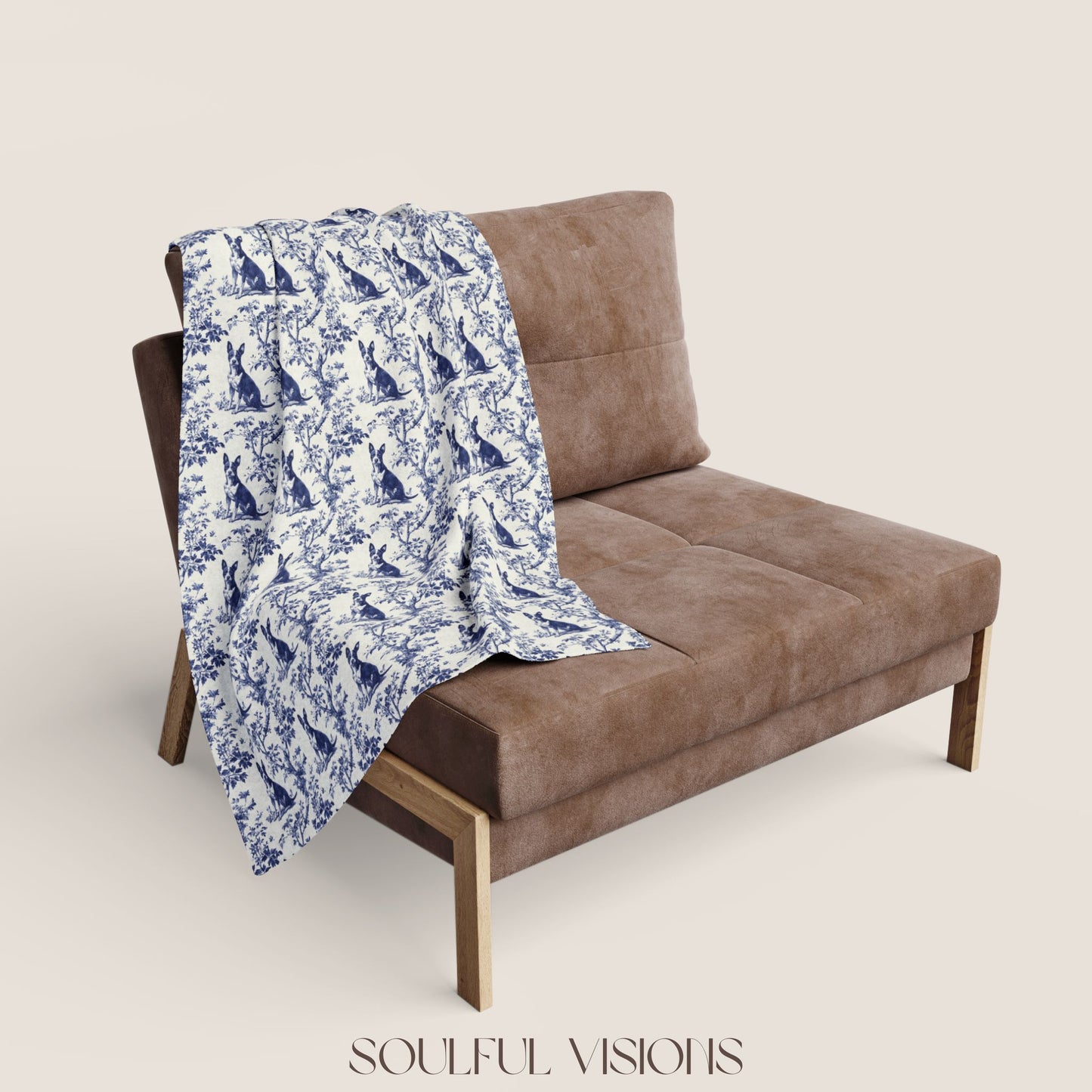 Basenji French Toile De Jouy Blanket
