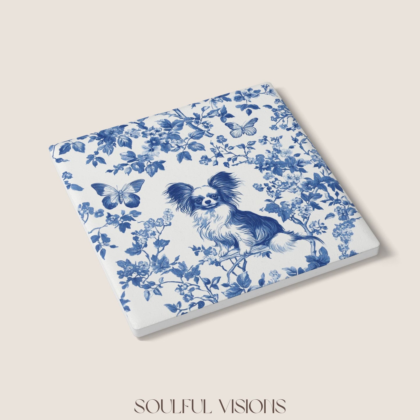 Papillon Ceramic Coaster French Toile