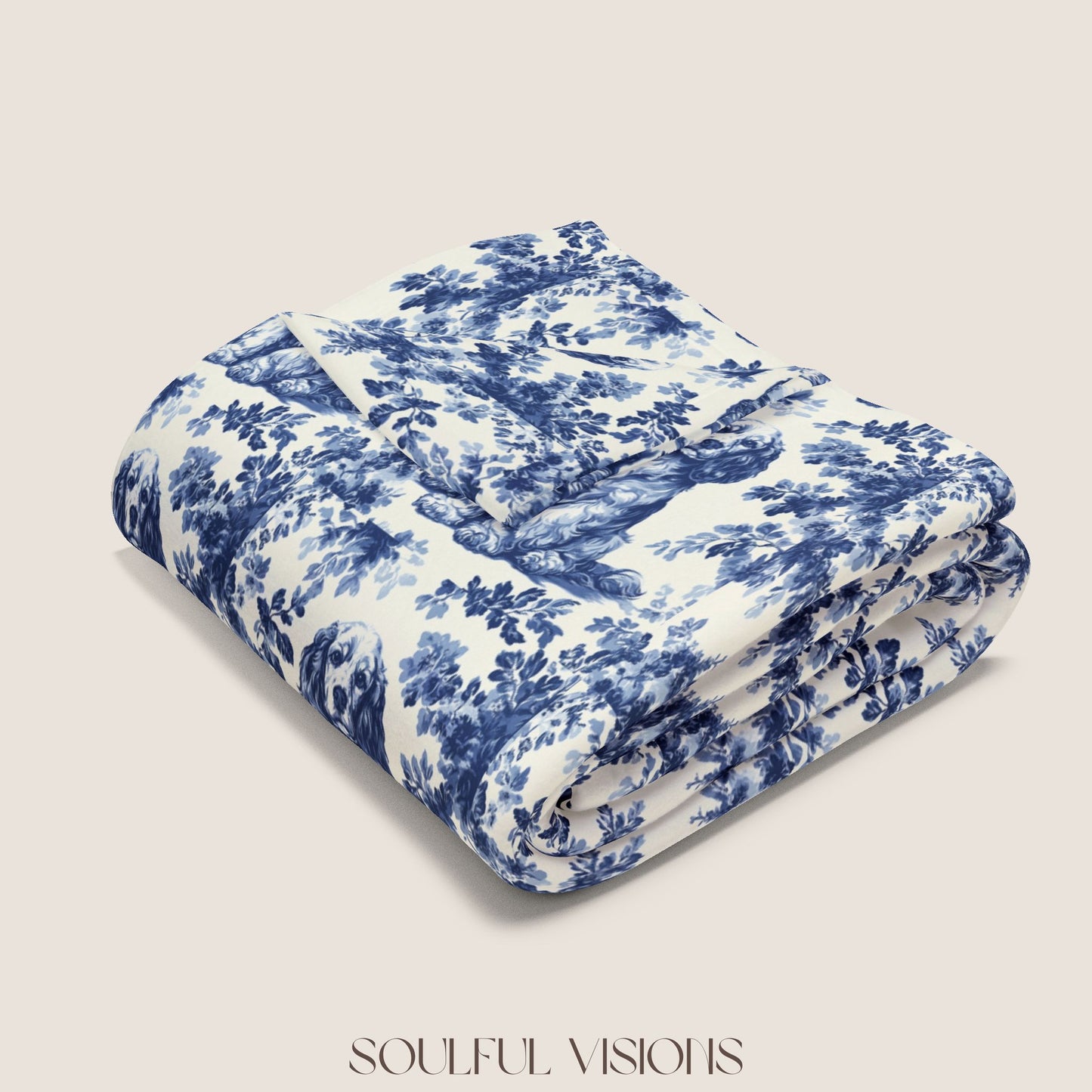 Cocker Spaniel 2 French Toile De Jouy Blanket