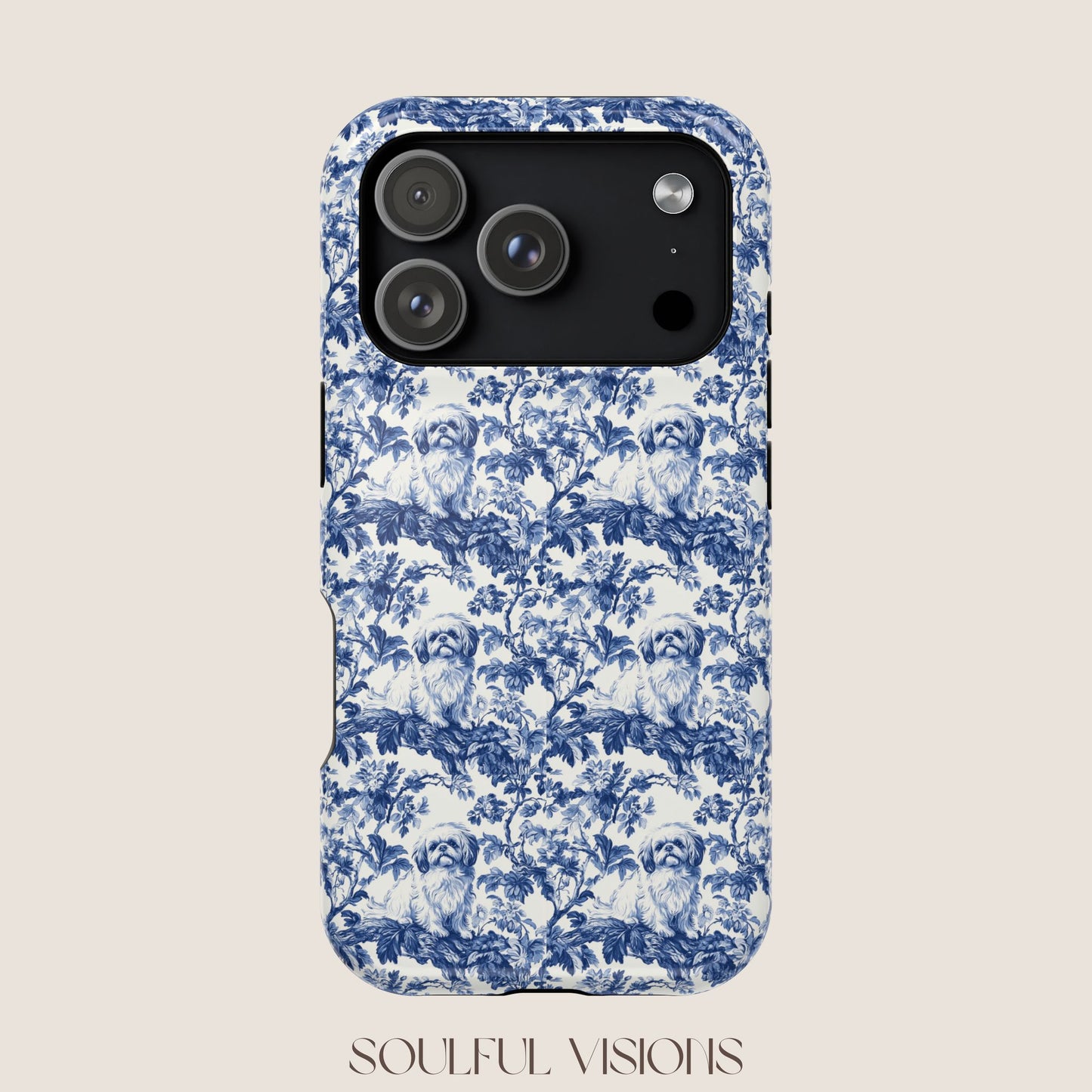 Pekingese Toile De Jouy Magnetic Phone Case