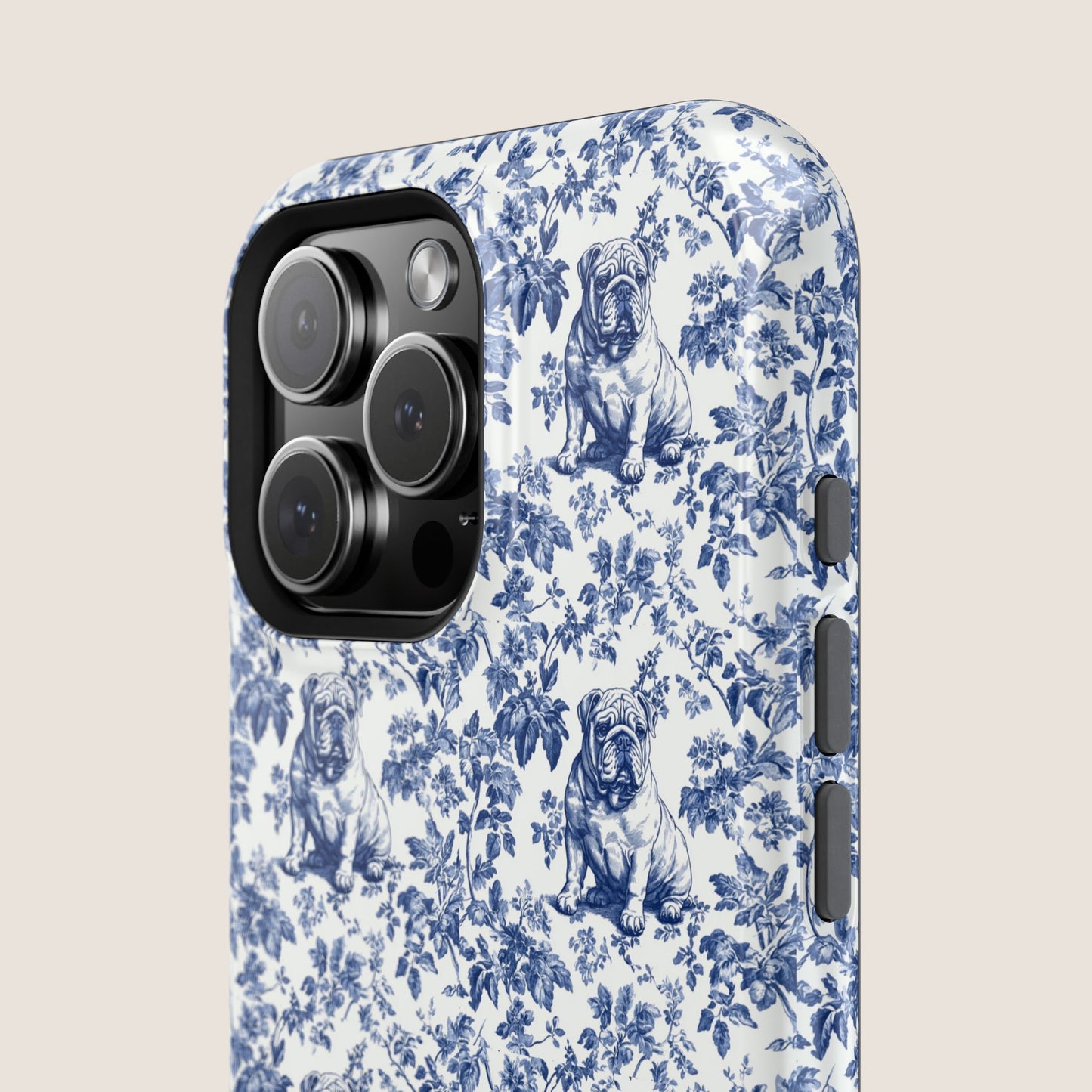 English Bulldog Toile De Jouy Magnetic Phone Case