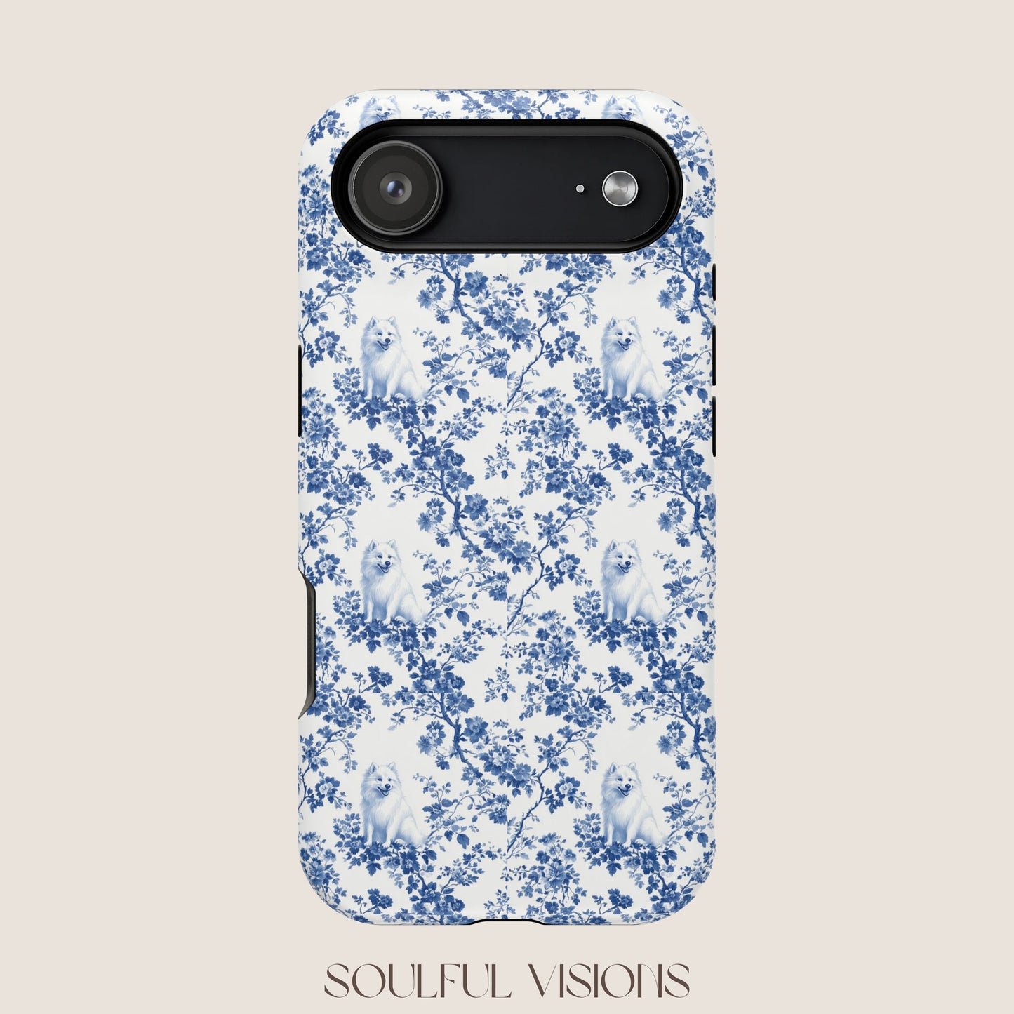 Samoyed Toile De Jouy Magnetic Phone Case