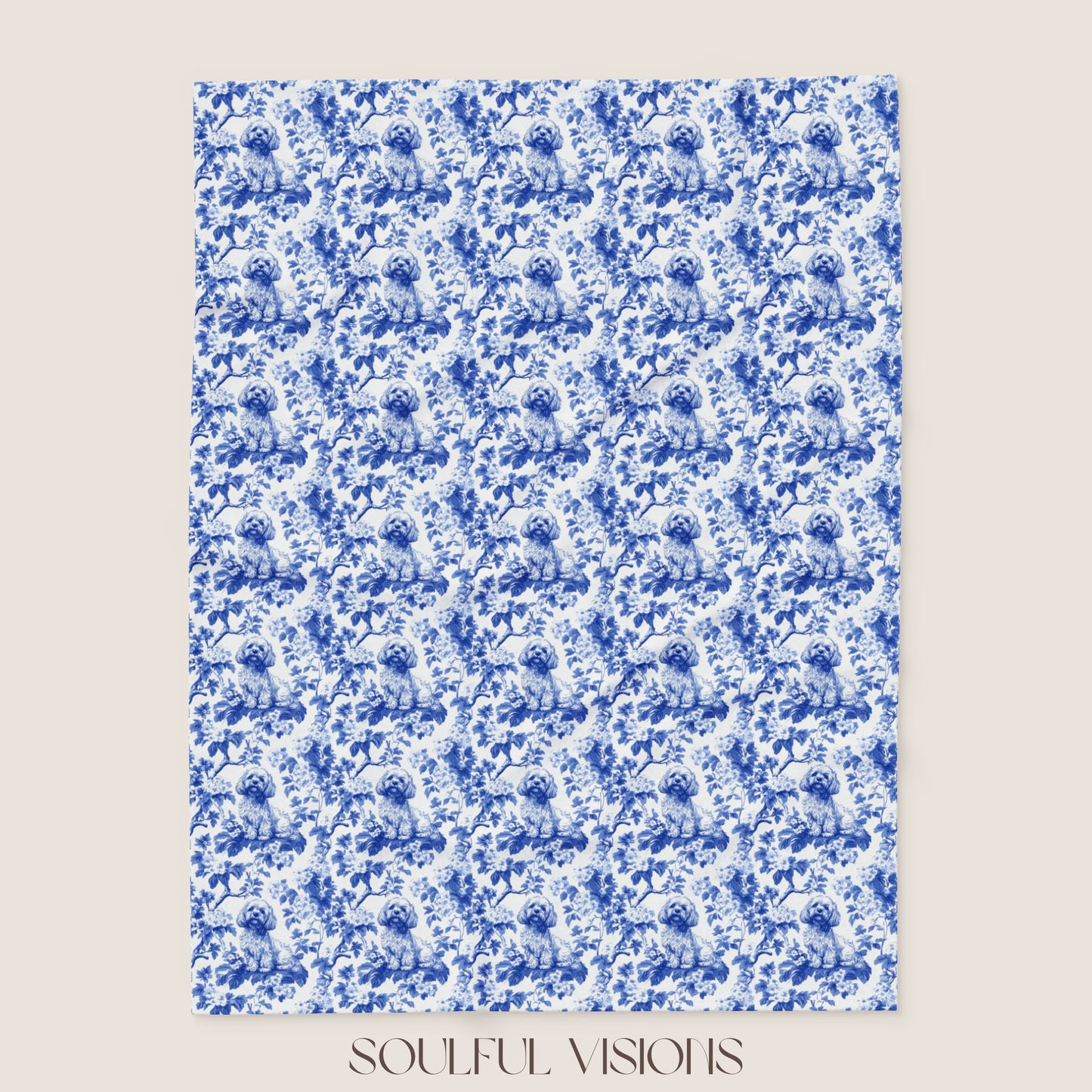 Cavapoo French Toile De Jouy Blanket