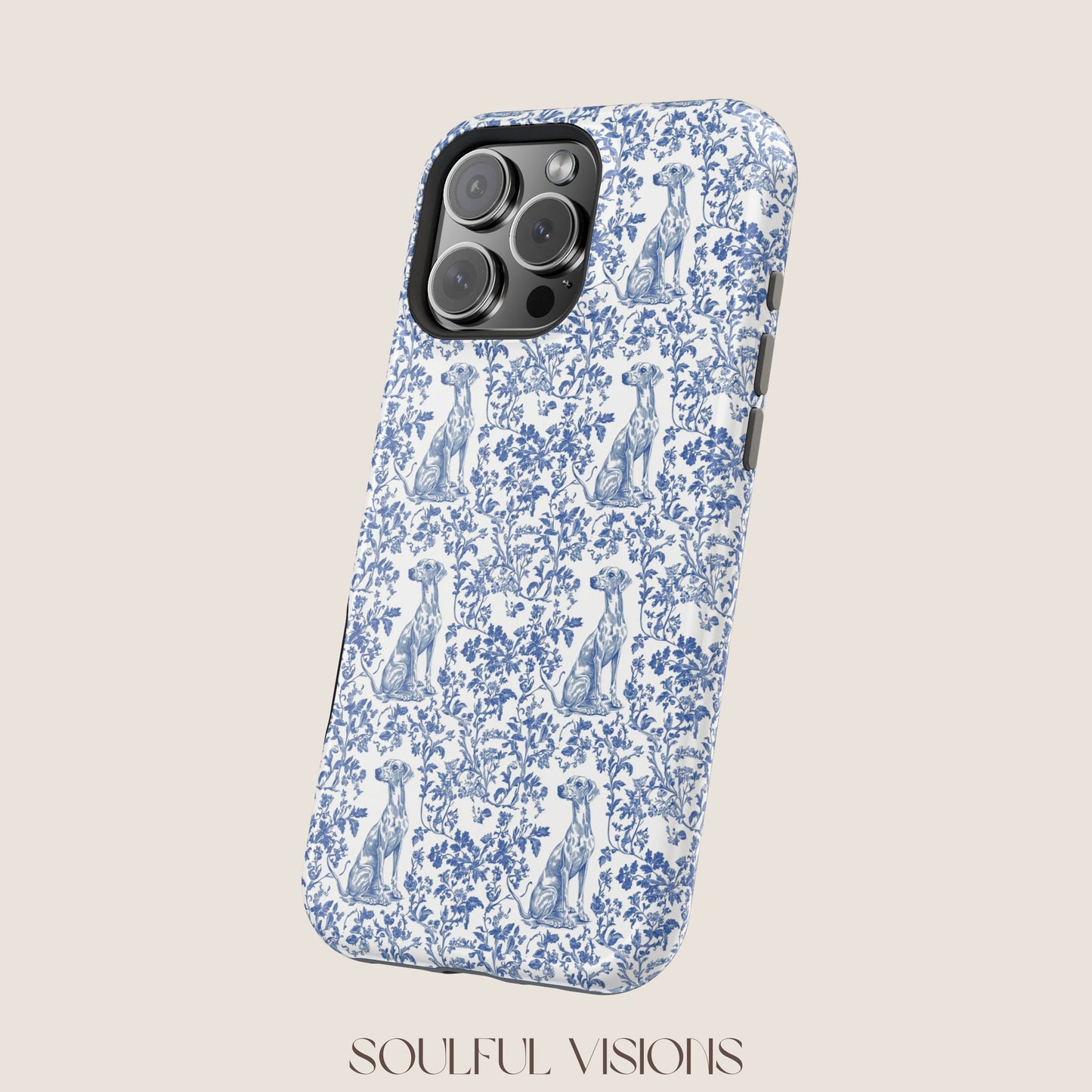 Whippet Toile De Jouy Magnetic Phone Case