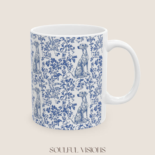 Whippet French Blue Toile De Jouy Mug