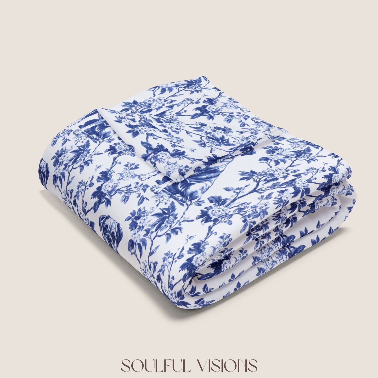 Boxer French Toile De Jouy Blanket