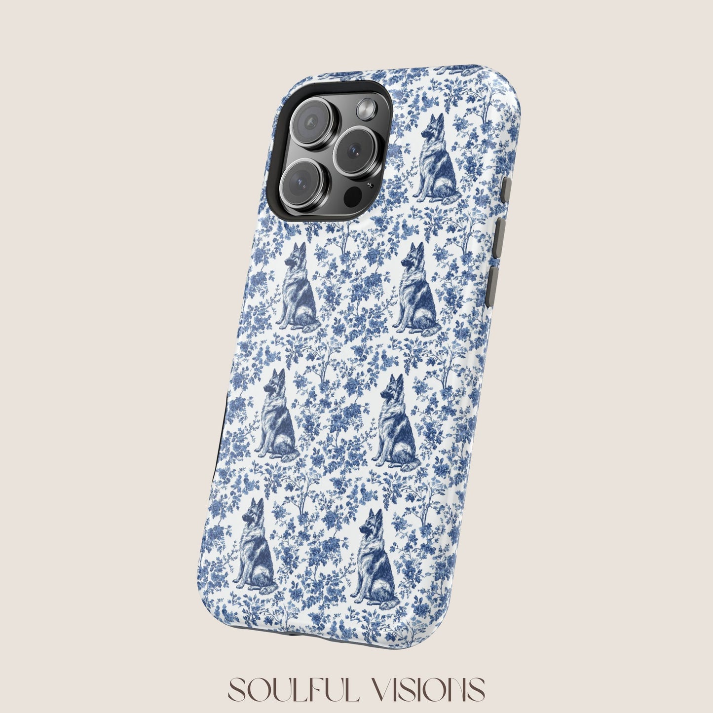German Shepherd Toile De Jouy Magnetic Phone Case