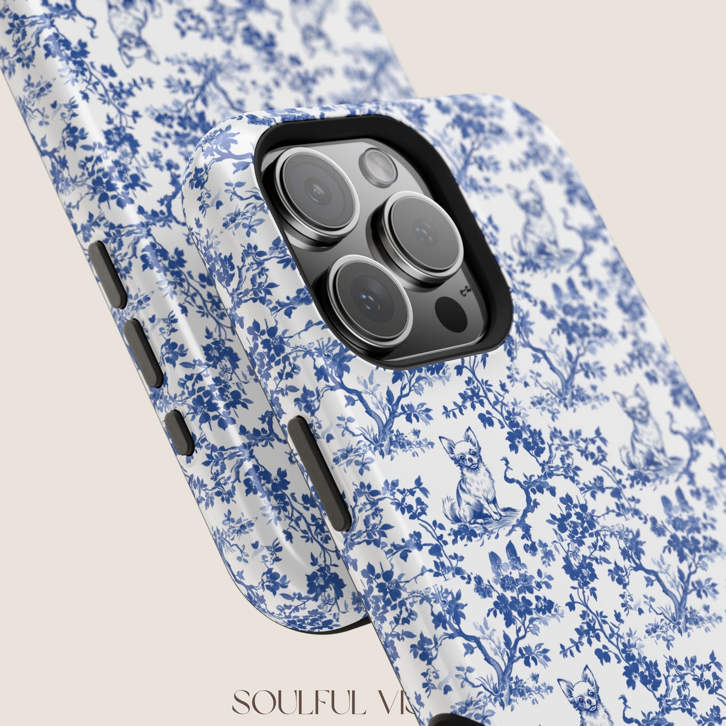 Chihuahua Toile De Jouy Magnetic Phone Case