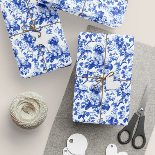 Cavapoo French Toile De Jouy Wrapping Paper