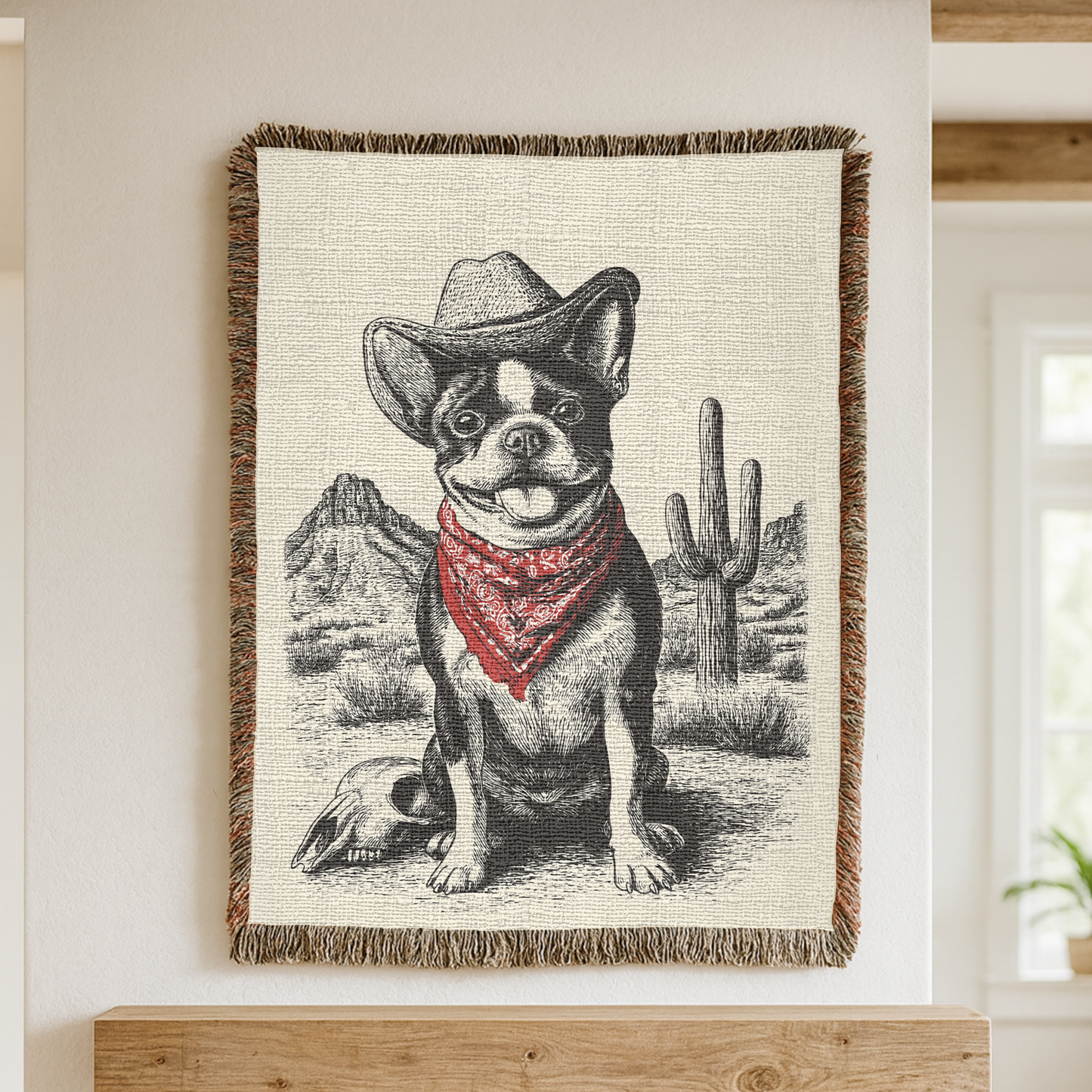 Boston Terrier Woven Blanket
