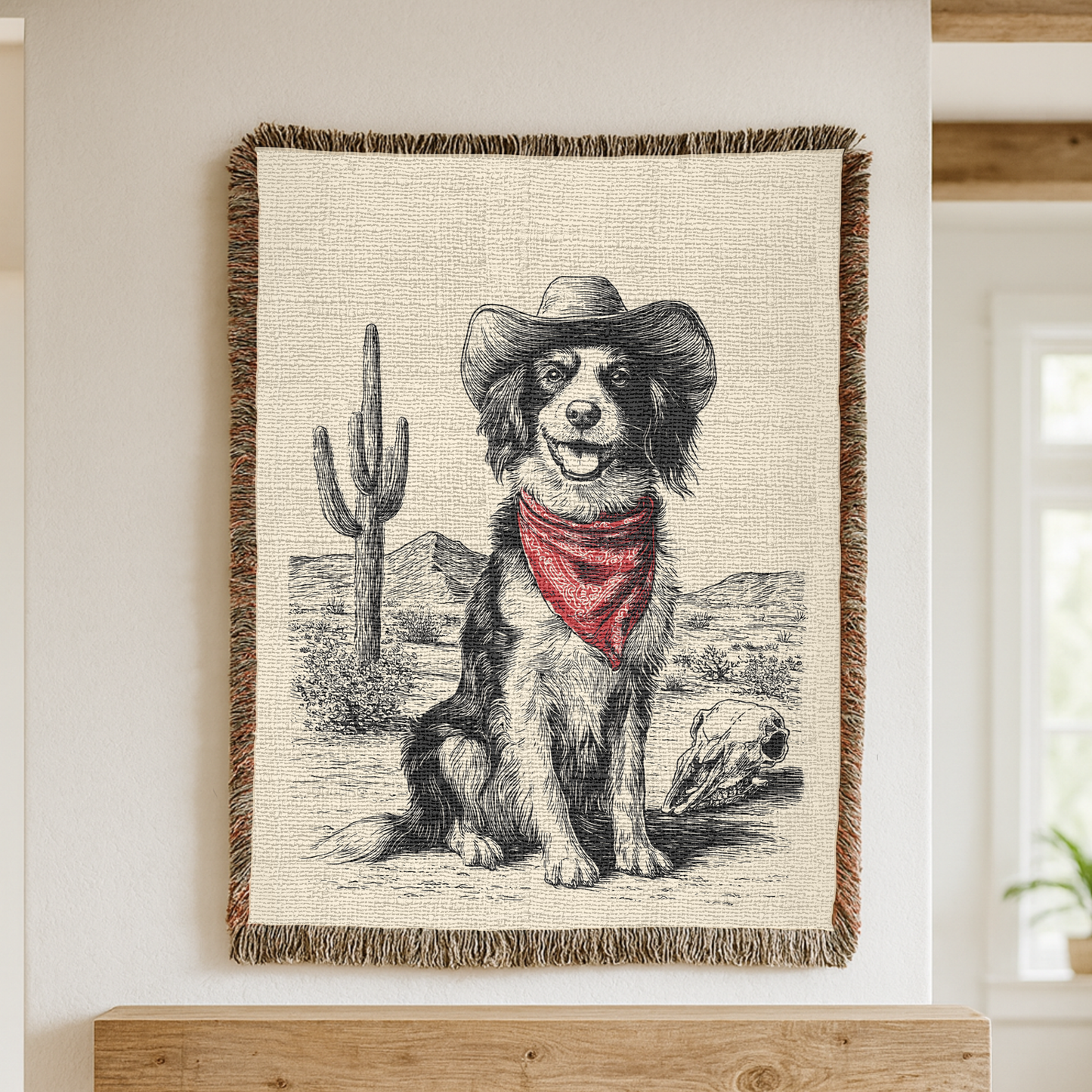 Brittany Spaniel Western Woven Blanket