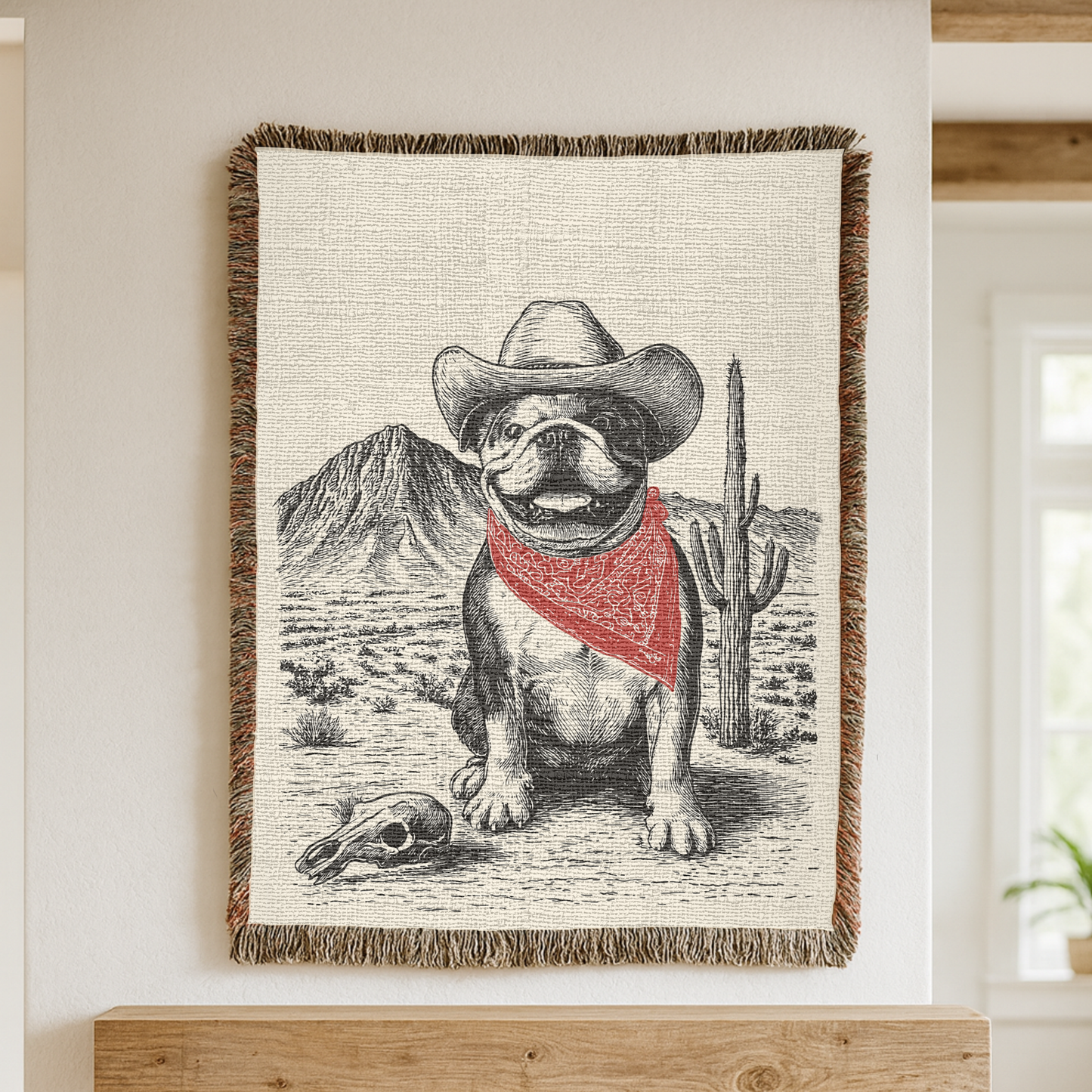 Bulldog Western Woven Blanket