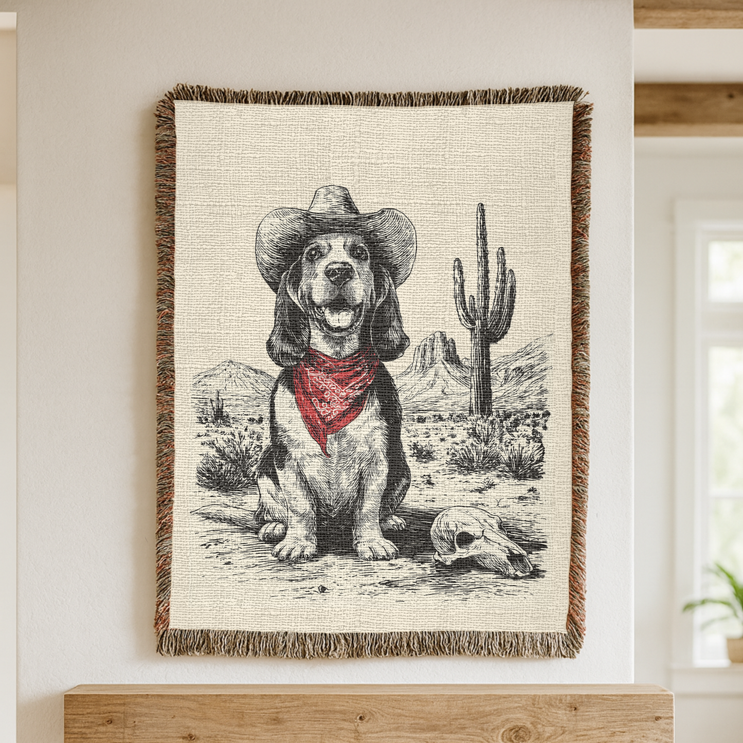 Basset Hound Western Woven Blanket