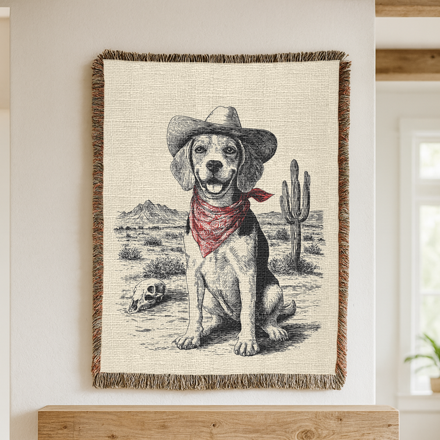 Beagle Western Woven Blanket