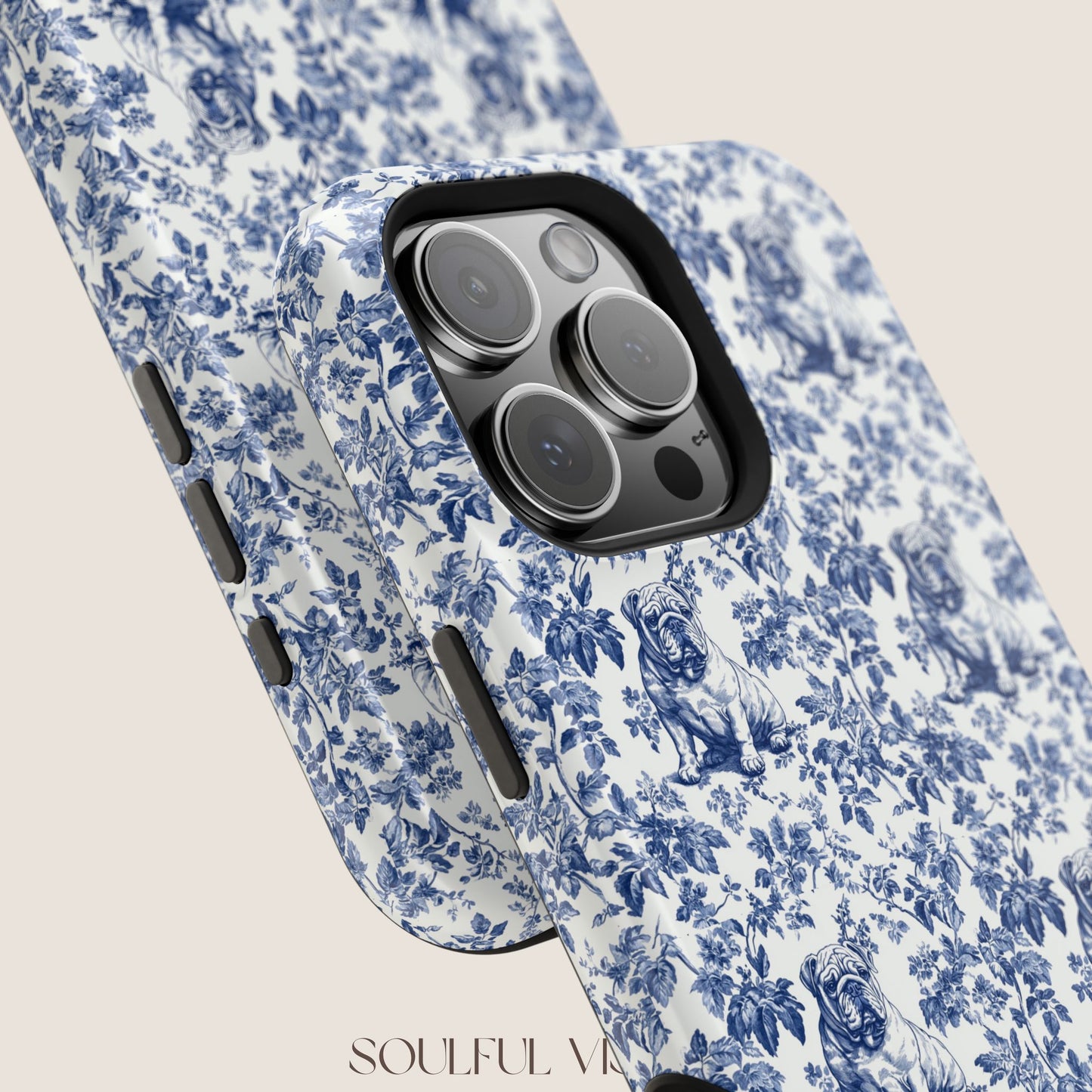 English Bulldog Toile De Jouy Magnetic Phone Case